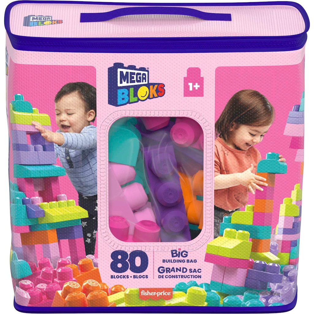 MEGA BLOKS Spielbausteine »Mega Bloks Bausteinebeutel, Groß 80 Teile, pinkfarben«, (80 St.)