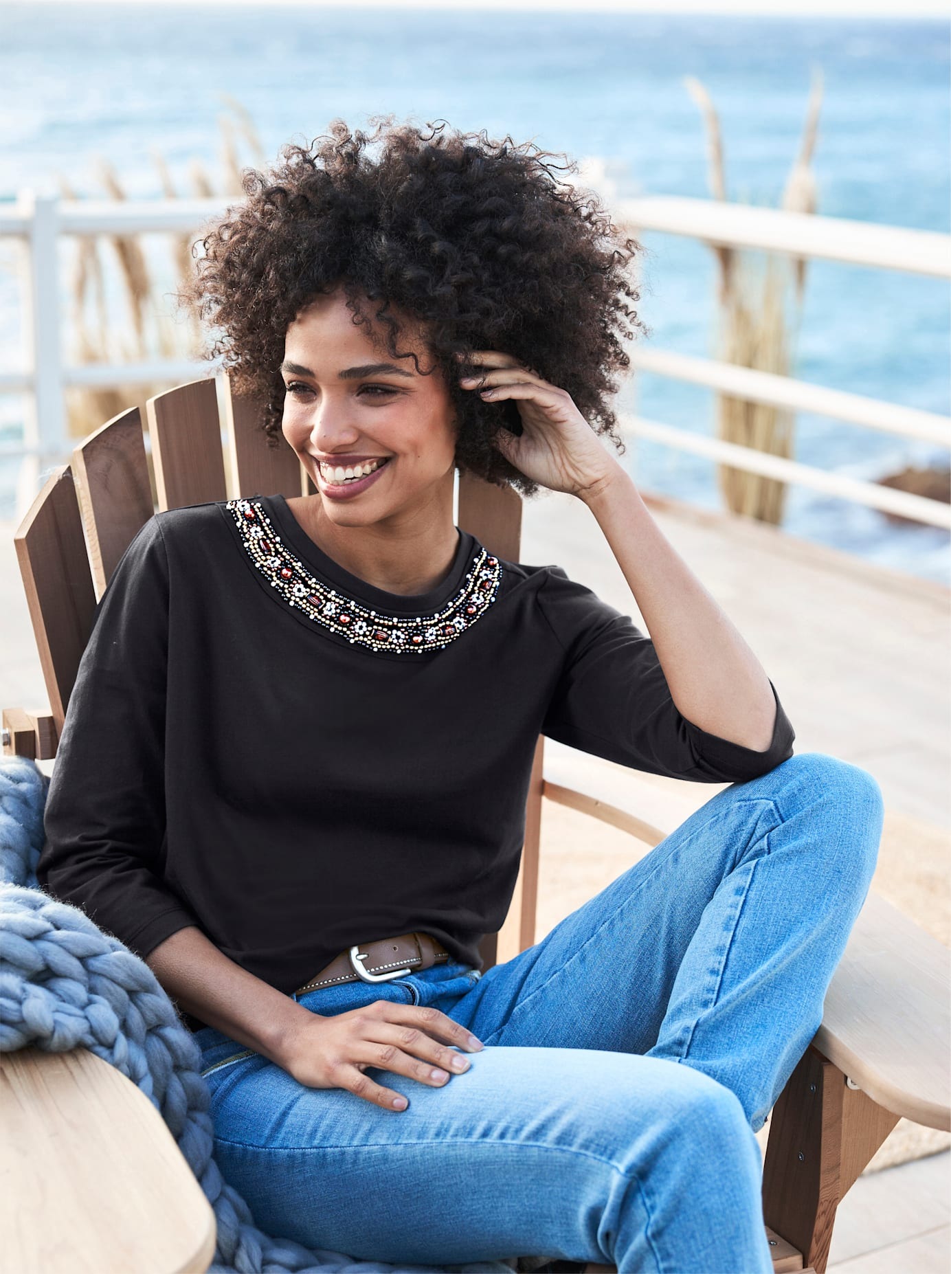 Heine Damen 3/4-Arm-Shirt »Shirt« 1 Stk. tlg. in schwarz, Größe 42