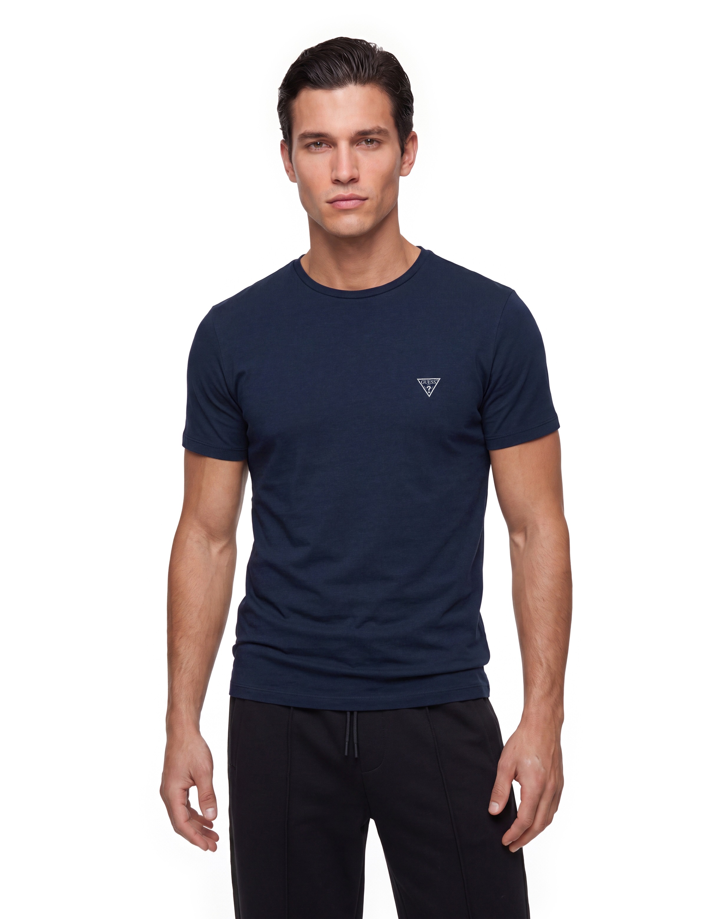 Guess T-Shirt »CALEB HERO CNK S/S 2PACK« Packung, 2 aus Baumwolljersey in Stretchqualität