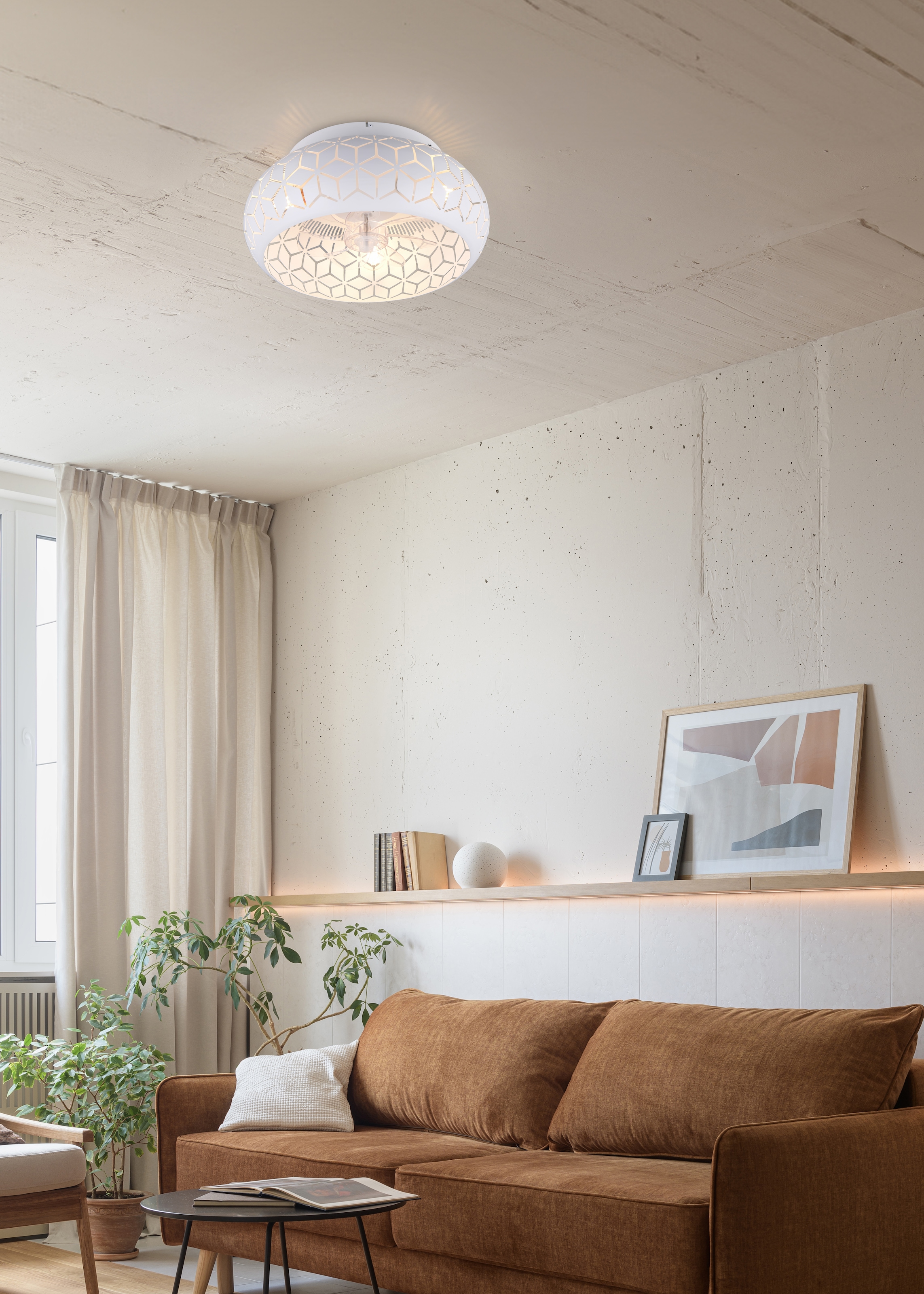 REALITY Leuchten Deckenleuchte »BIDAR mit Ventilator, Deckenventilator mit Licht inkl Fernbedienung« E27 1 Stk. warmweiß - kaltweiß 3 Geschwindigkeiten Timer Vor- & Rücklauf, exkl 3x E27 max 15W, Ø 50cm