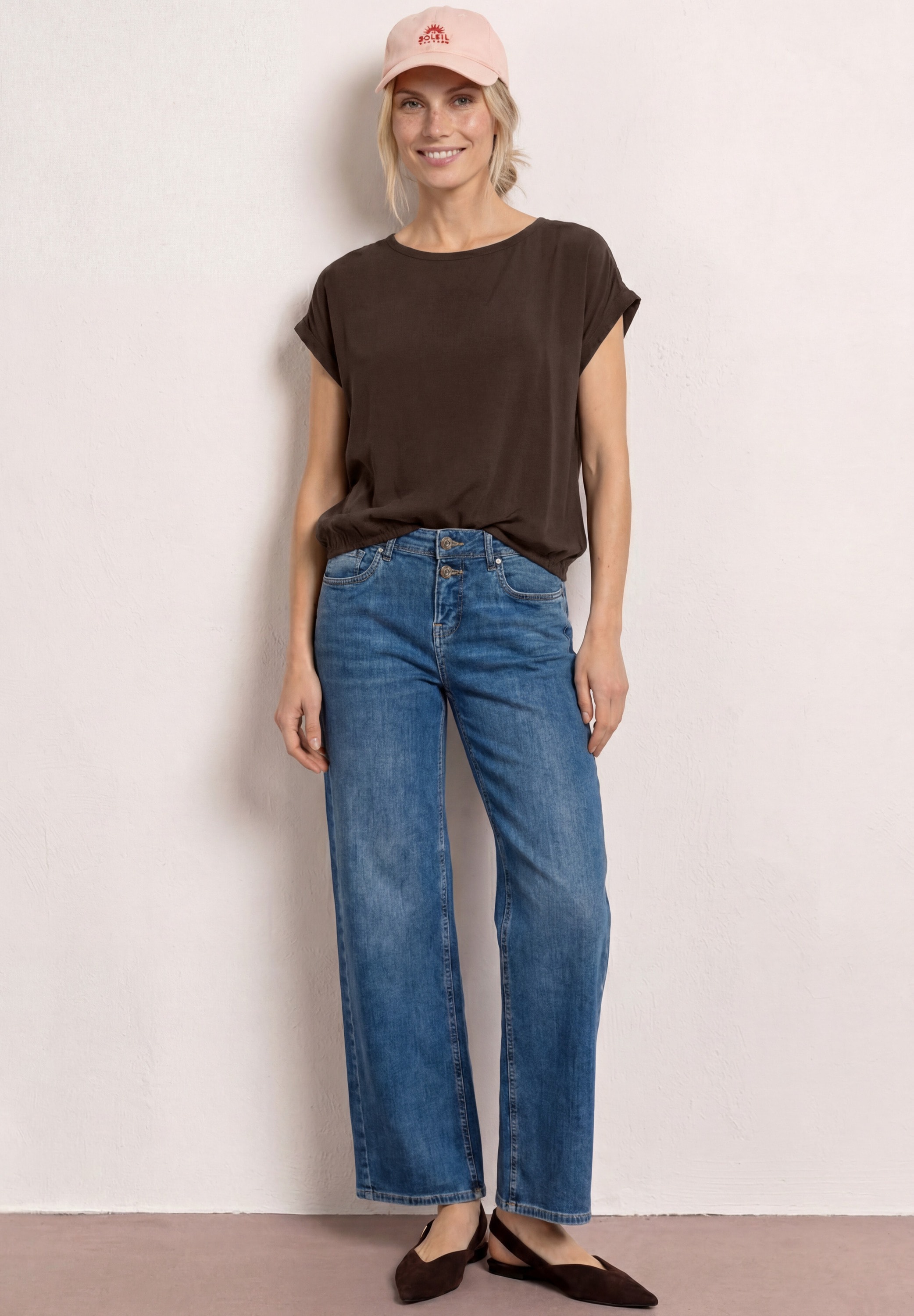 STREET ONE Shirtbluse Sommerbluse mit Tapedetail an den Schultern