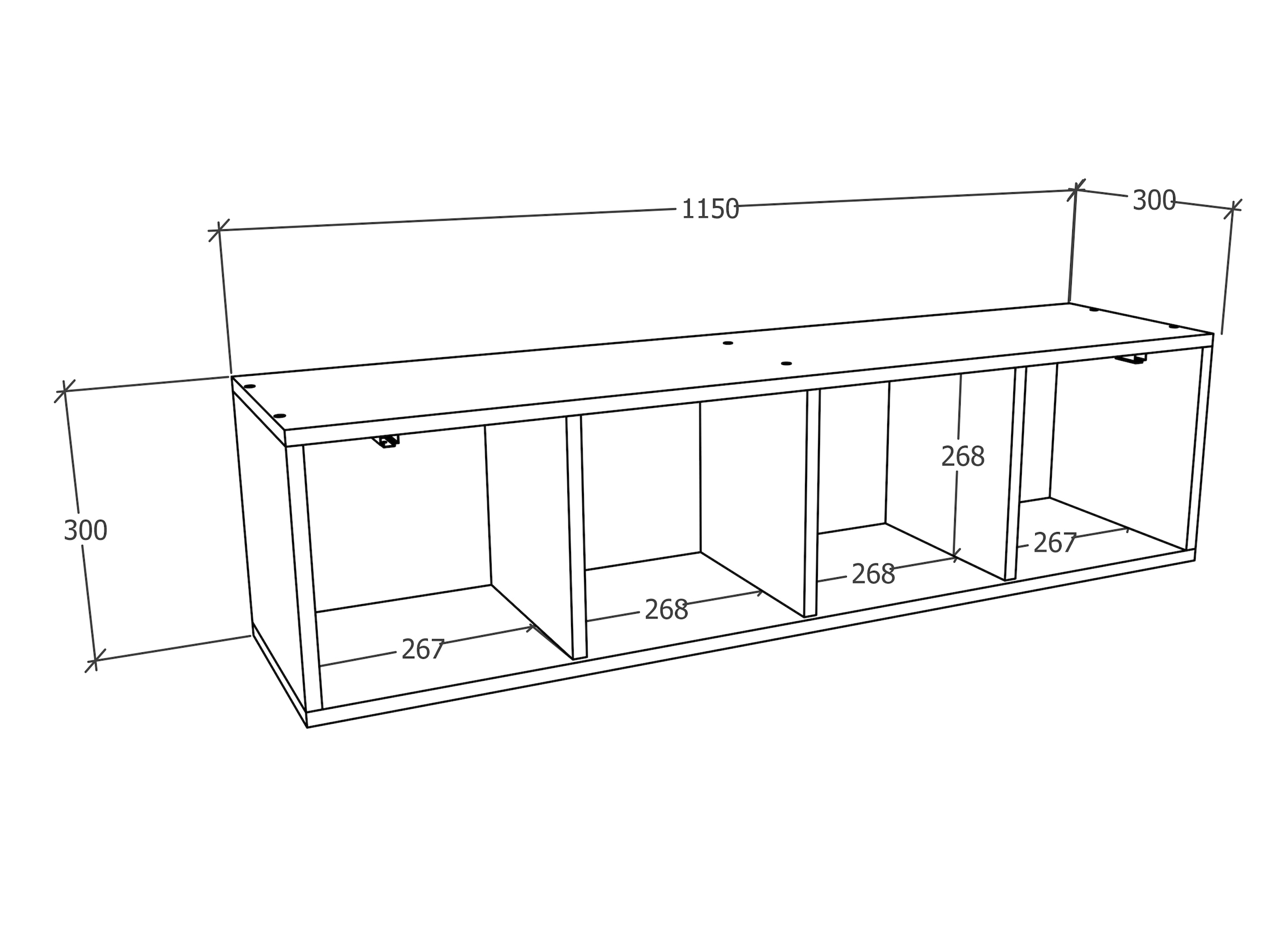 VCM Wandregal »Holz Wandregal Wandschrank Klappschrank Arila XL«