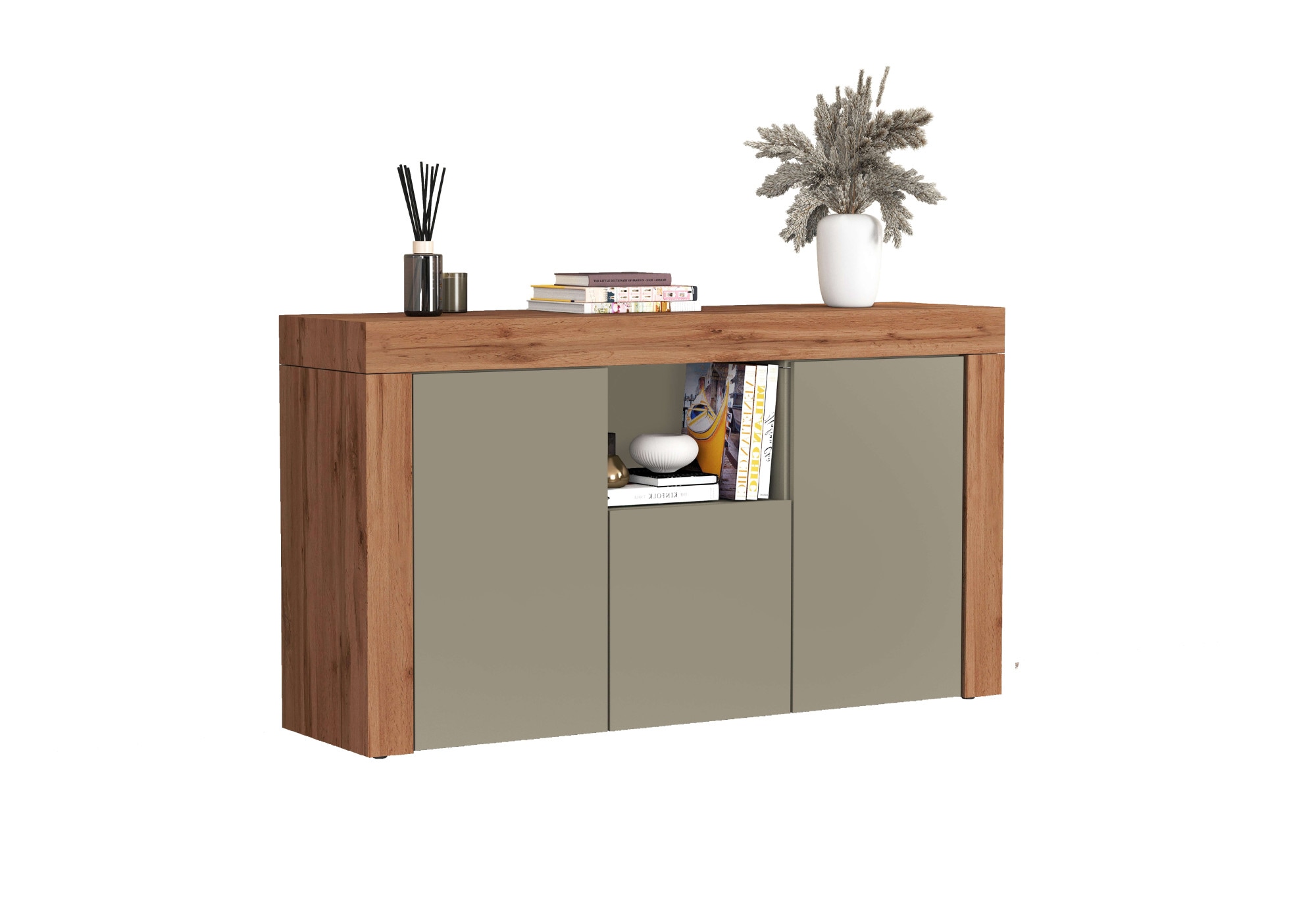 INOSIGN Sideboard »CHRONOS Breite 155 cm mit 3 Türen, 1 offenes und 6 geschlossene Fächer«, (1 St.), Sideboard,Kommode, Schrank, Grifflos mit Push to Open, Made in Italy