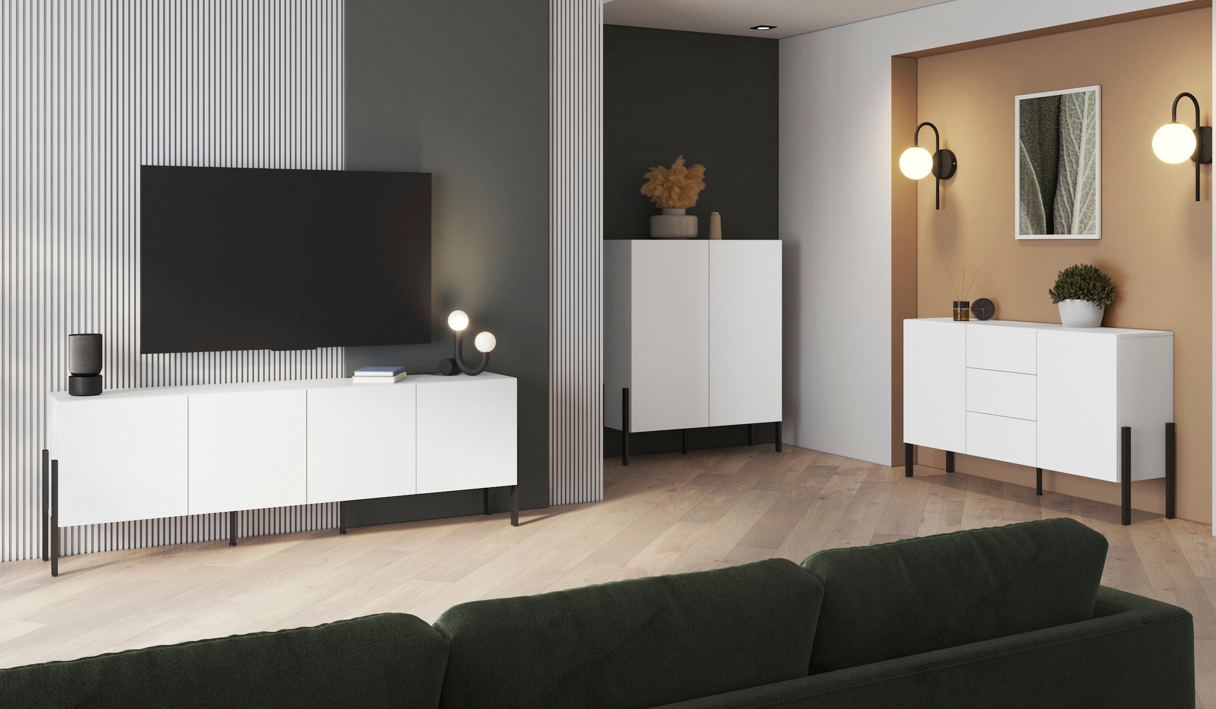 INOSIGN Kommode »Jukon, Breite 110 cm, moderne grifflose Hochschrank, 2Türen«, Highboard mit viel Stauraum, push-to-open-Funktion