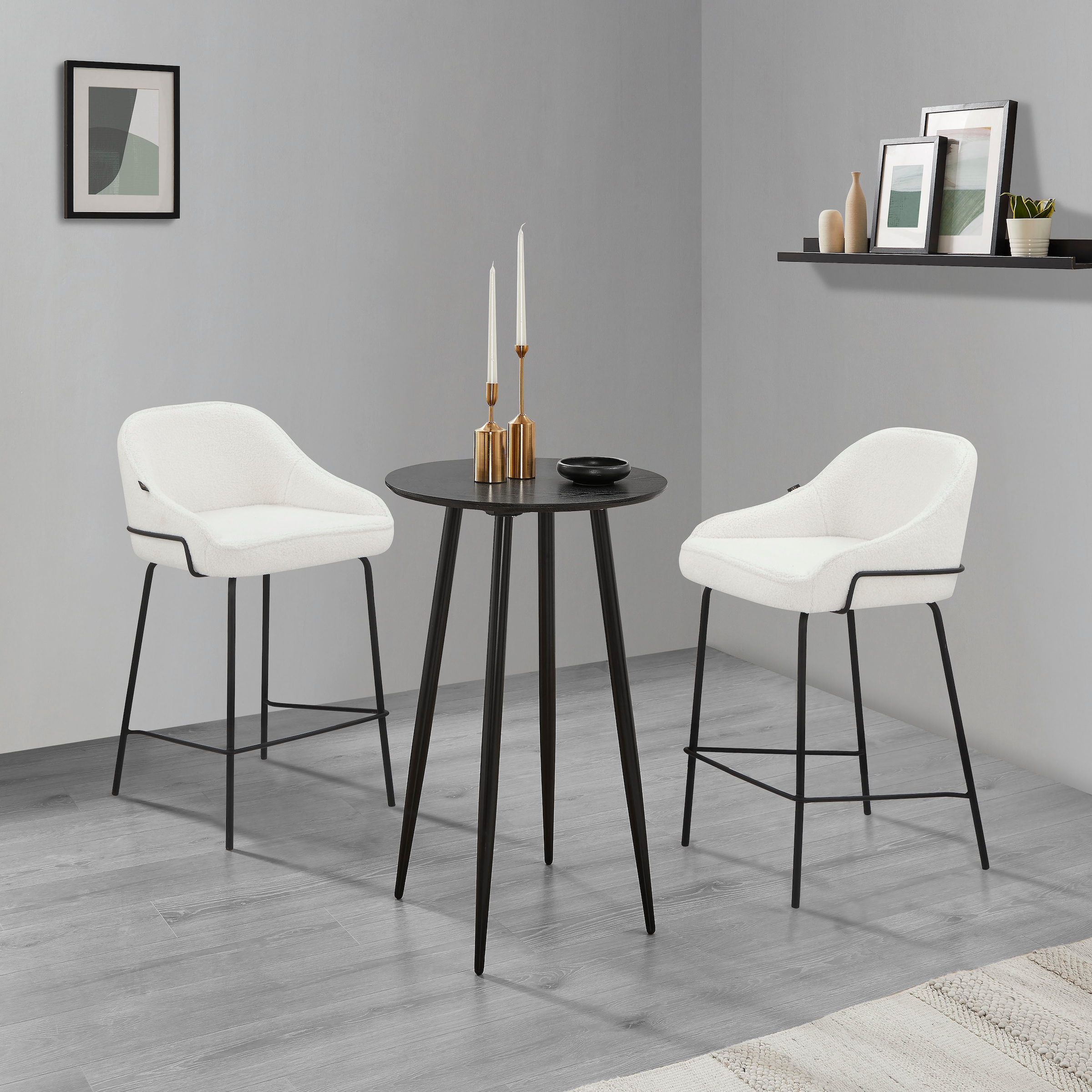 Leonique 4-Fußstuhl »Puant«, 2 St., Struktur, mit Stoff aus Polyester/recyceltem Polyester, Sitzhöhe 65 cm