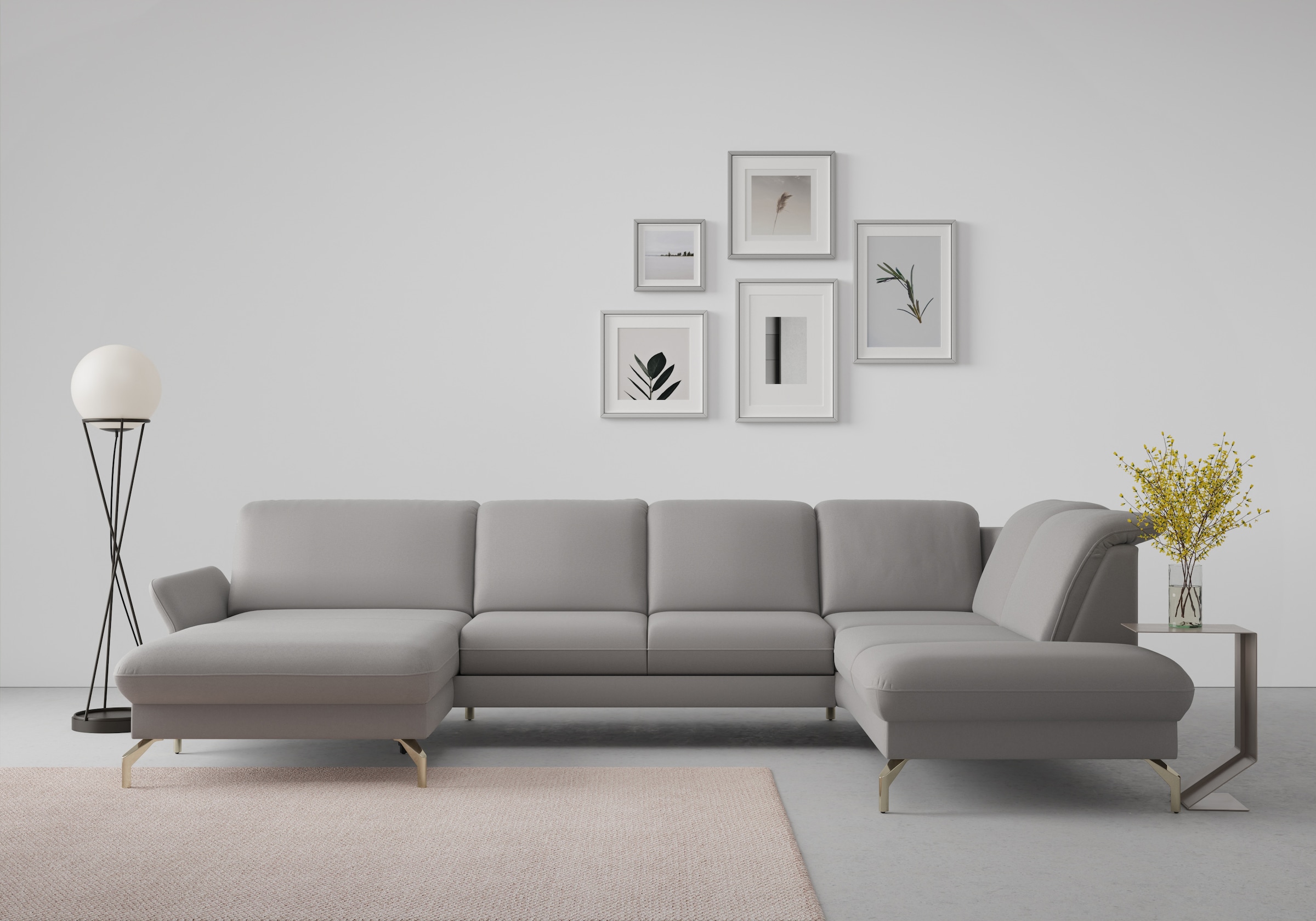 sit&more Wohnlandschaft »Fashion U-Form« wahlweise mit Kopfteilverstellung, Vorziehsitz, motorisch, Nickelfüße