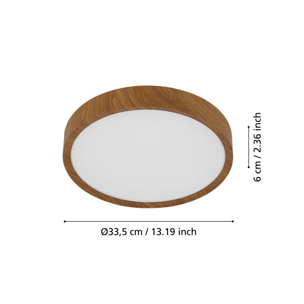 EGLO Deckenleuchte »MUSURITA Deckenlampe, Wohnzimmerlampe, Holz-Optik, Stahl + Kunststoff«, 1 flammig, Leuchtmittel LED-Modul | LED wechselbar, LED Deckenlampe, Wohnzimmer, Schlafzimmer, Küche, Flur, modern, 34x6cm