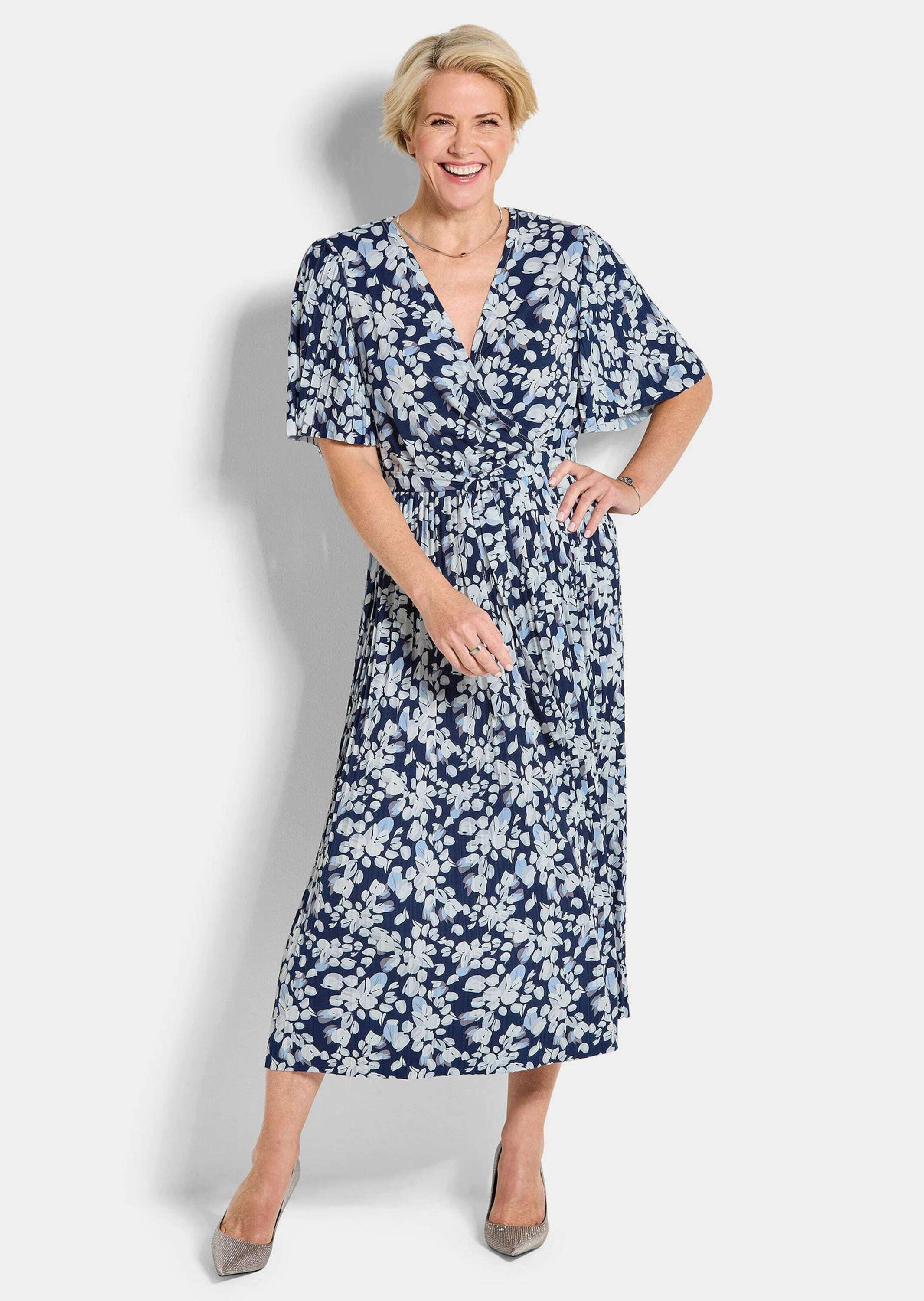 GOLDNER Sommerkleid »Elegantes Plisseekleid in Wickeloptik«