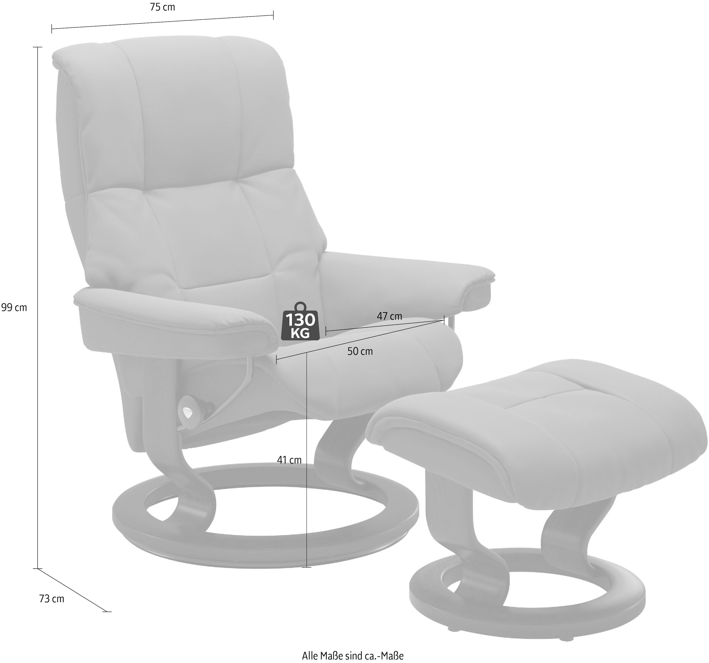 Stressless® Relaxsessel »Mayfair«, (Set, Relaxsessel mit Hocker), mit Classic Base, Gestell Braun