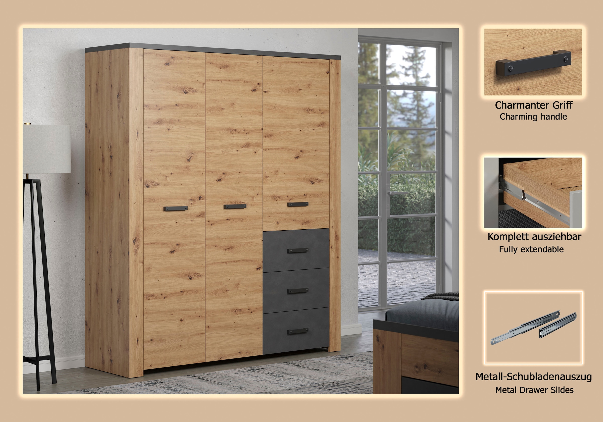 Home affaire Kleiderschrank »Ambres« 1 Stk. tlg.
