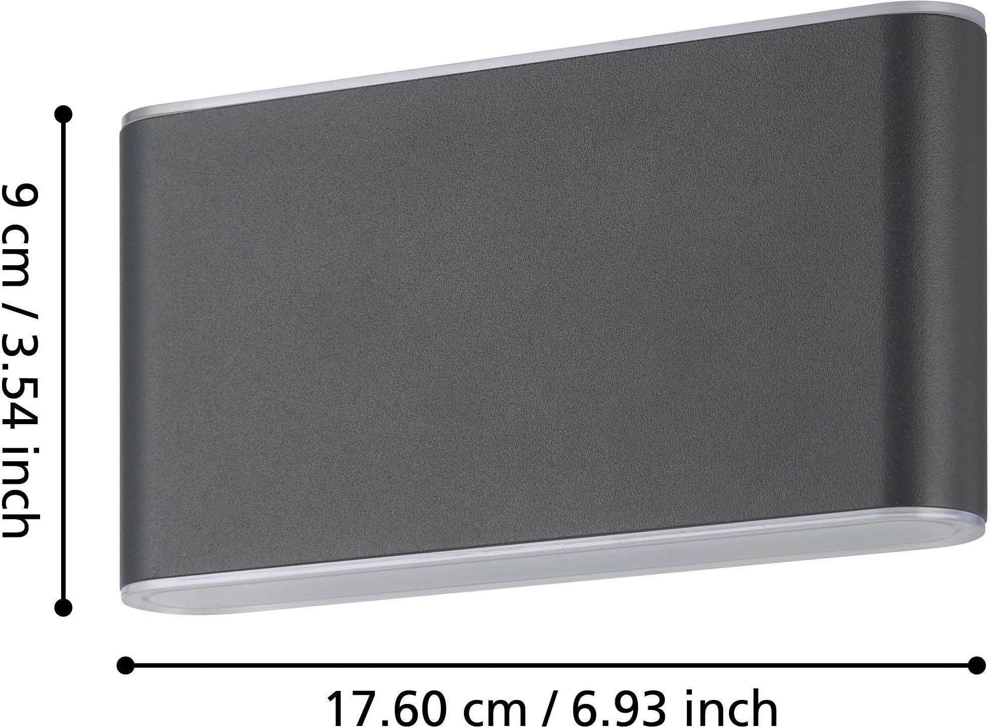 EGLO Wandleuchte »Grutti Wandlampe, Außenlampe, Wand Außenbeleuchtung, Aluminium, IP65« LED-Modul 1 Stk. Kaltweiß | Neutralweiß | Warmweiß Wand-/Deckenleuchte - L17,5 x H9 x AL5 cm - anthrazit - 2X5,8W inkl.