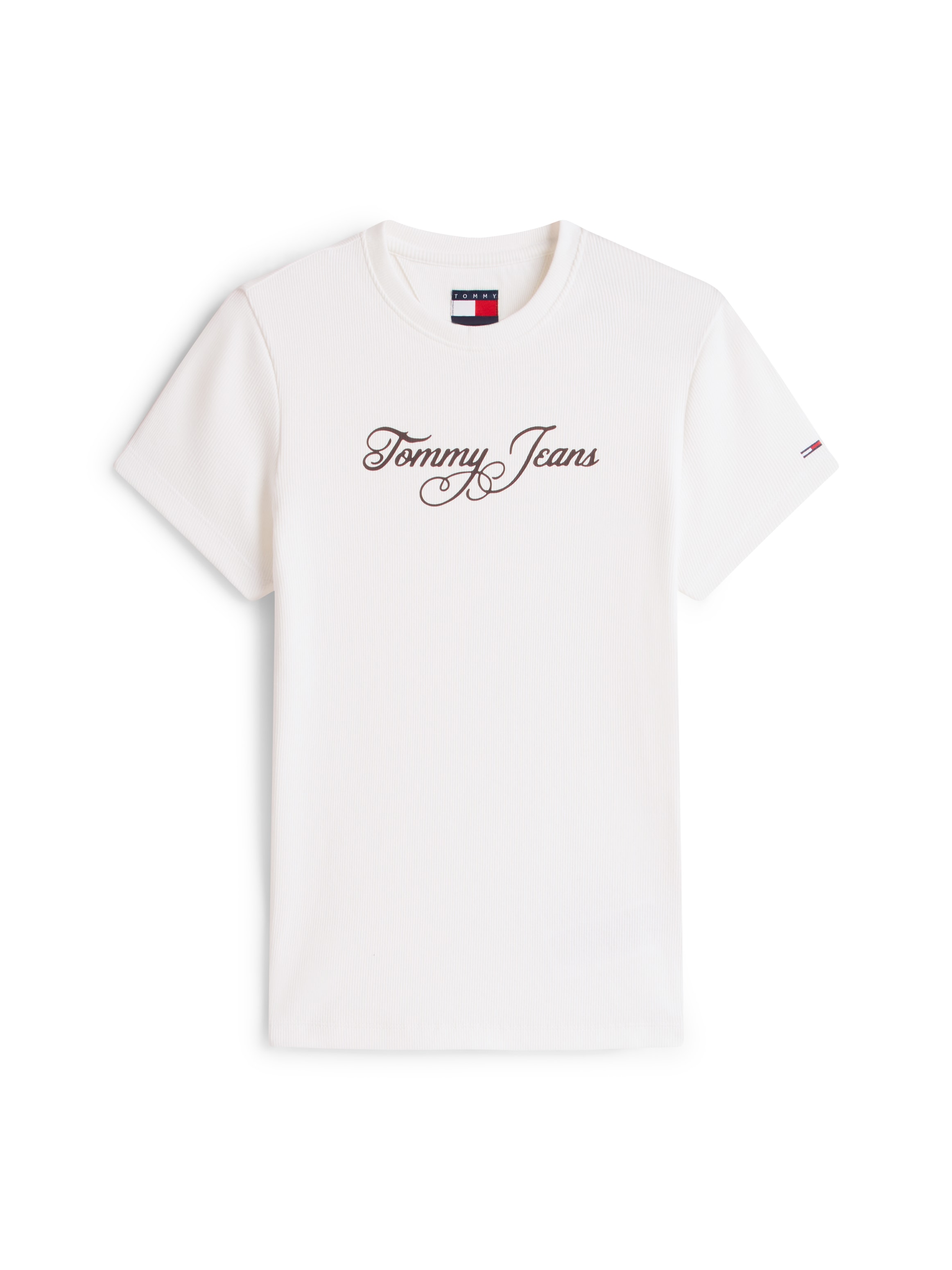 Tommy Jeans Kurzarmshirt »TJW SLIM ESS LOGO 1 RIB TEE EXT« in gerippter Struktur