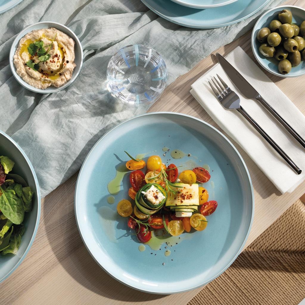 like. by Villeroy & Boch Speiseteller »Speiseteller Perlemor Aqua ø 27,1 cm 6er Set blau« Spülmaschinengeeignet, Mikrowellengeeignet