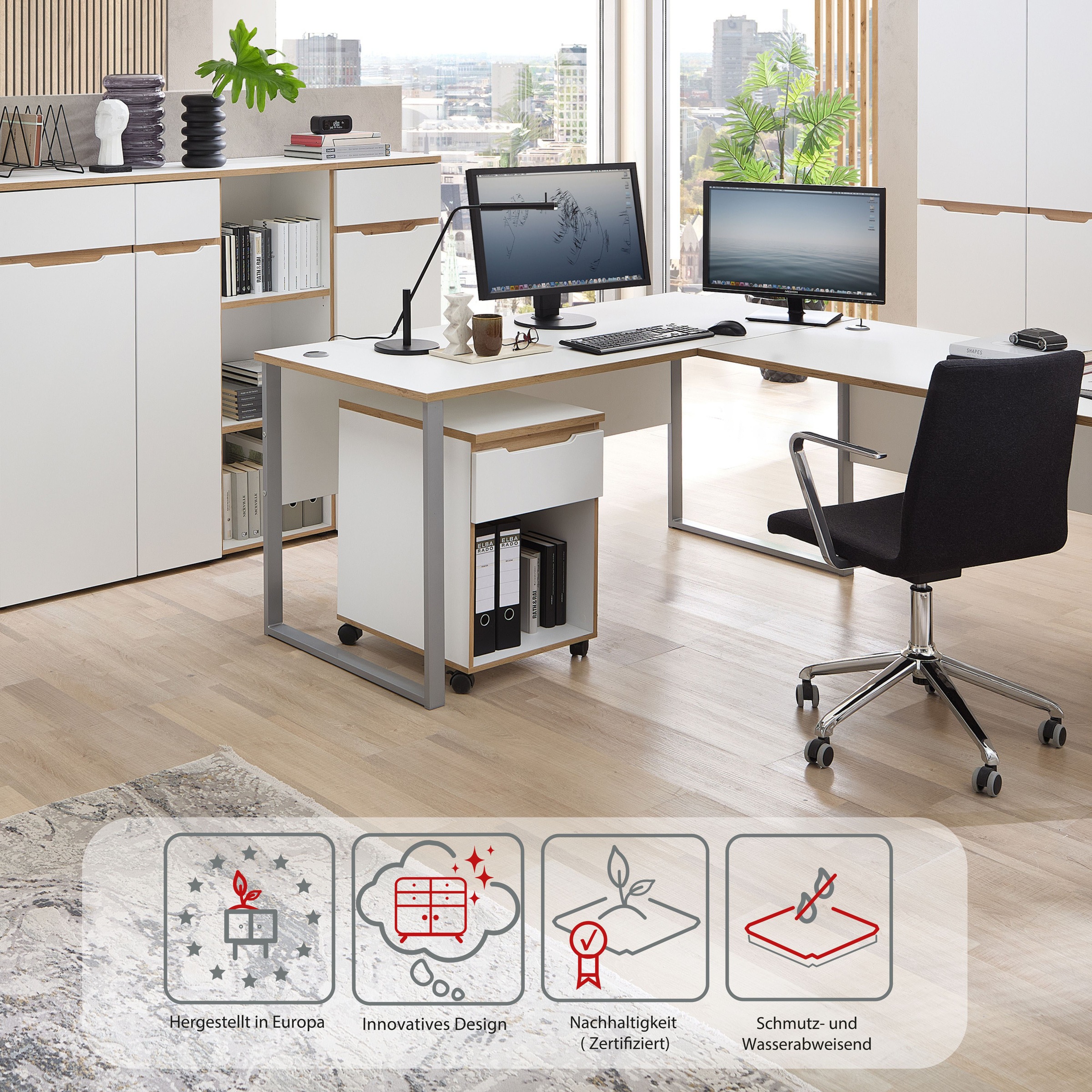 Innostyle Container »Memphis Aktenschrank,45x122x38cm (B/H/T)« 1 Stk. tlg. 1 Schubkasten, Soft-Close, ABS-Kantenschutz, 2 Rollen mit Bremse