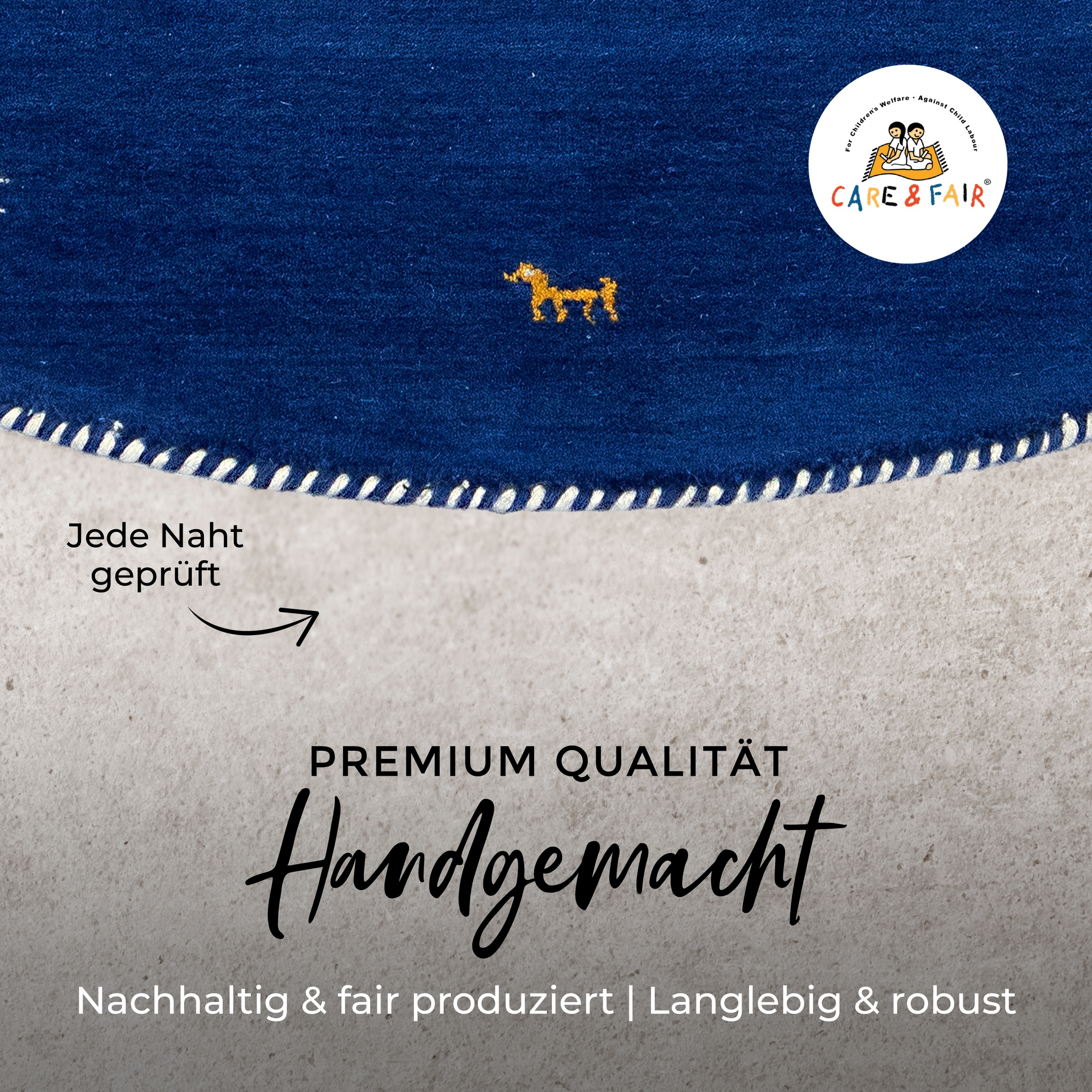 carpetfine Wollteppich »Gabbeh Uni« rund 15 mm Höhe reine Wolle handgewebt, Gabbeh Tiermotiv warmes Raumklima viele Größen