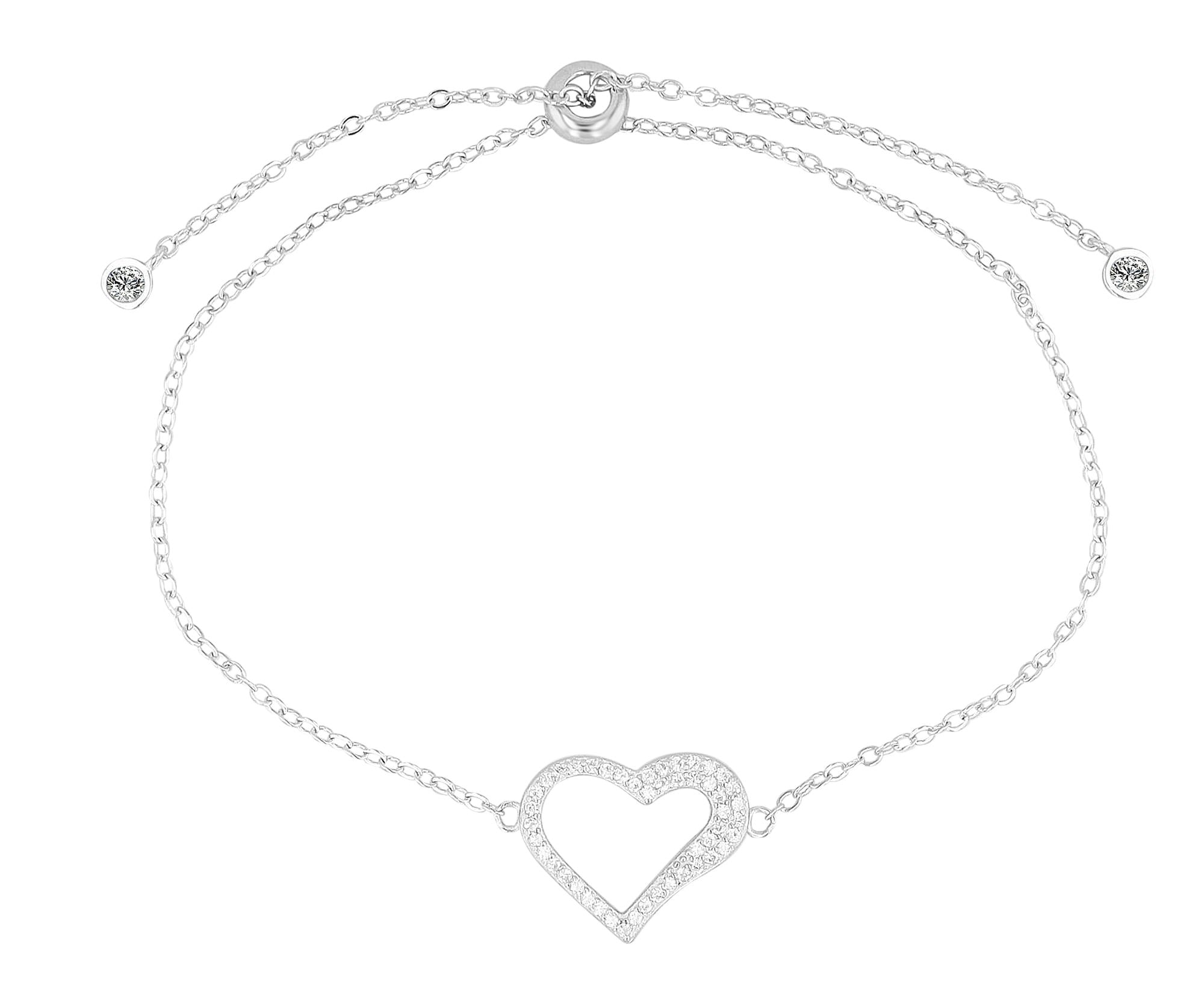 Adelia´s Armband »Damen Armband ¿ Herz aus 925 Silber mit Zirkonia 23 cm«