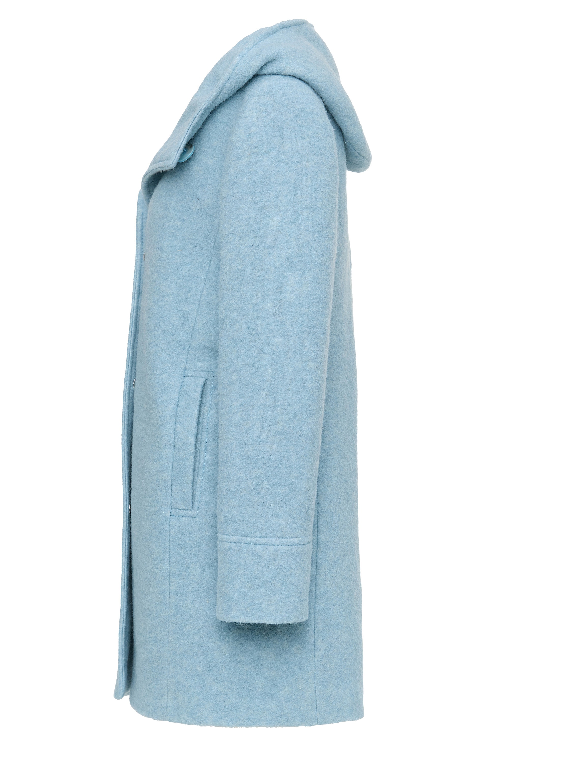 MANISA Wolljacke, mit Kapuze, Wollparka mit Kapuze und verdeckten Knöpfen
