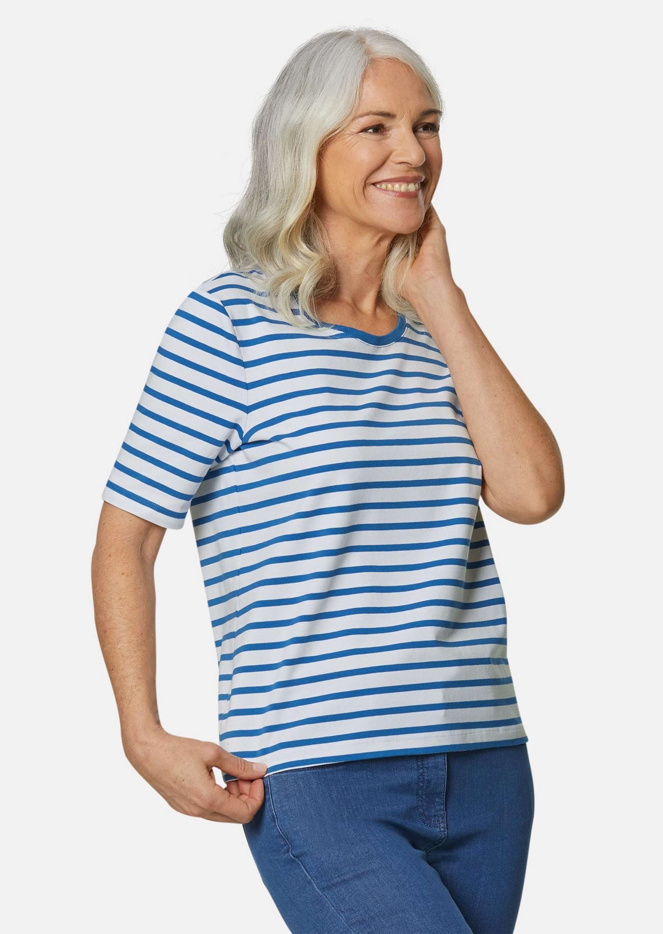 GOLDNER Kurzarmshirt »Kurzgröße Ringelshirt mit Halbarm«
