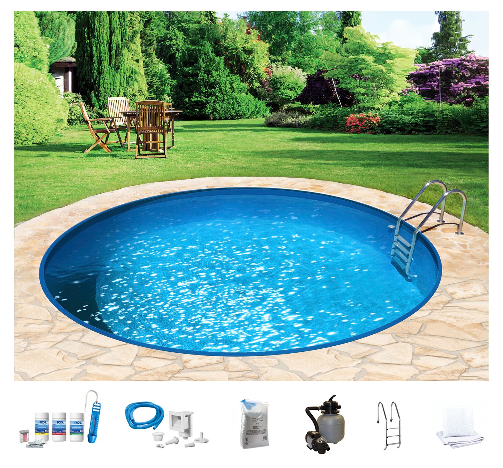 BWT MY POOL Rundpool, (Set, 7 tlg.), ØxH: 450x150 cm