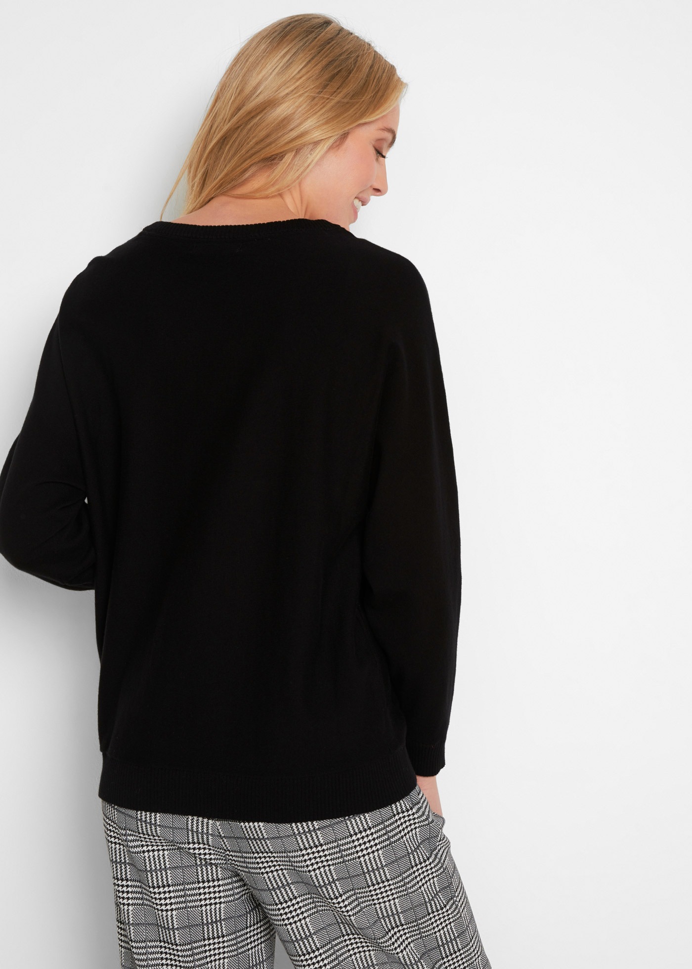 bonprix Strickpullover »Pullover mit Fledermausärmeln« im Feinstrick mit hohem Baumwollanteil, mit Fledermausärmeln