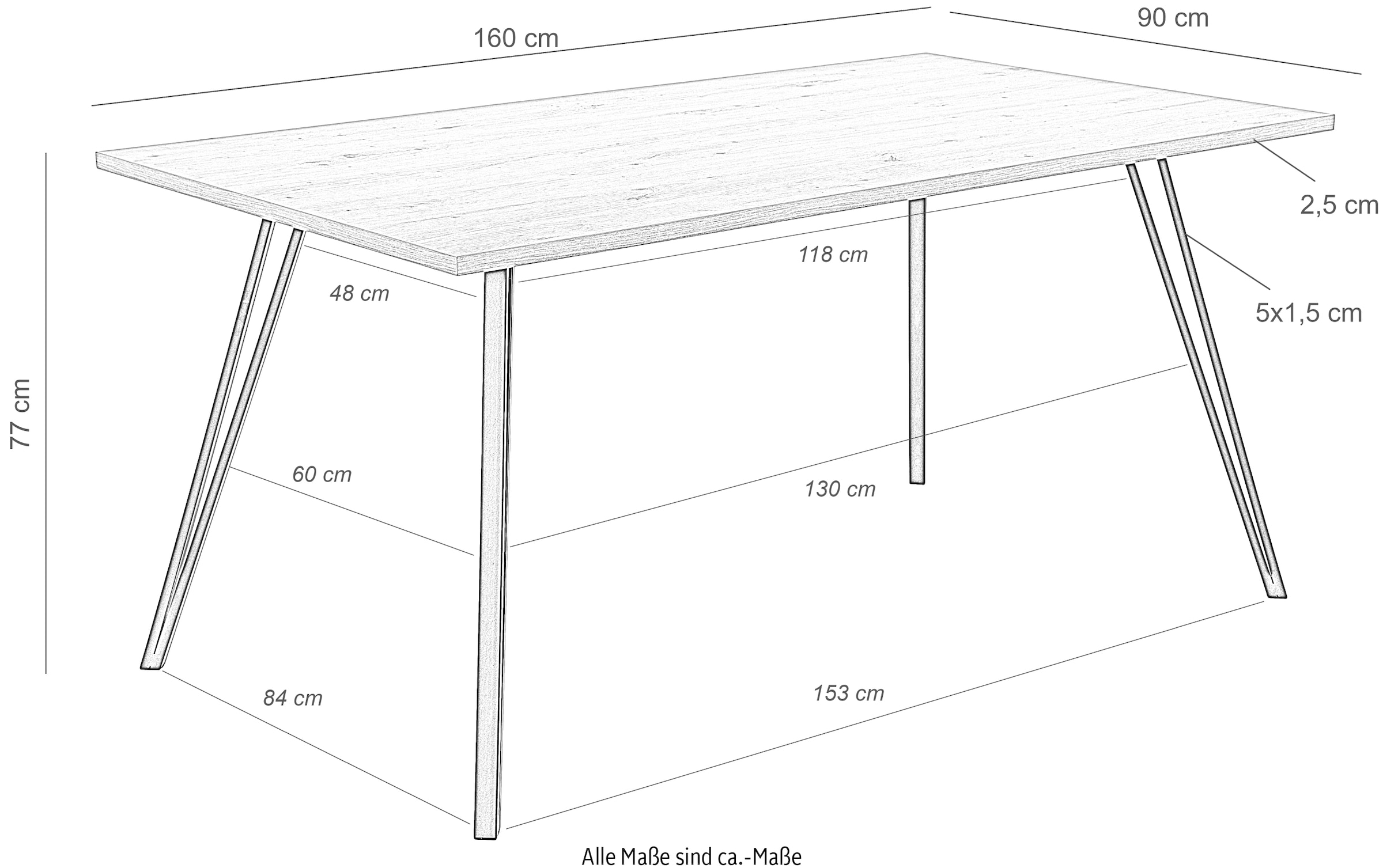 HELA Esstisch, Verschiedene Dekore, 160cm