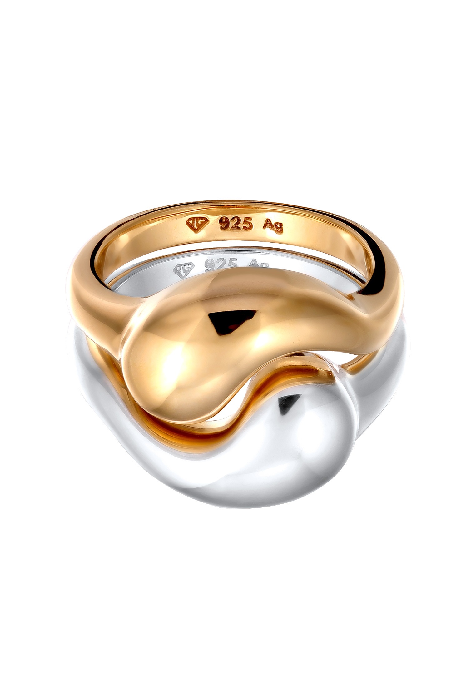Elli Ring-Set »Ring Set Ying Yang Symbolik 925 Sterling Silber vergoldet«