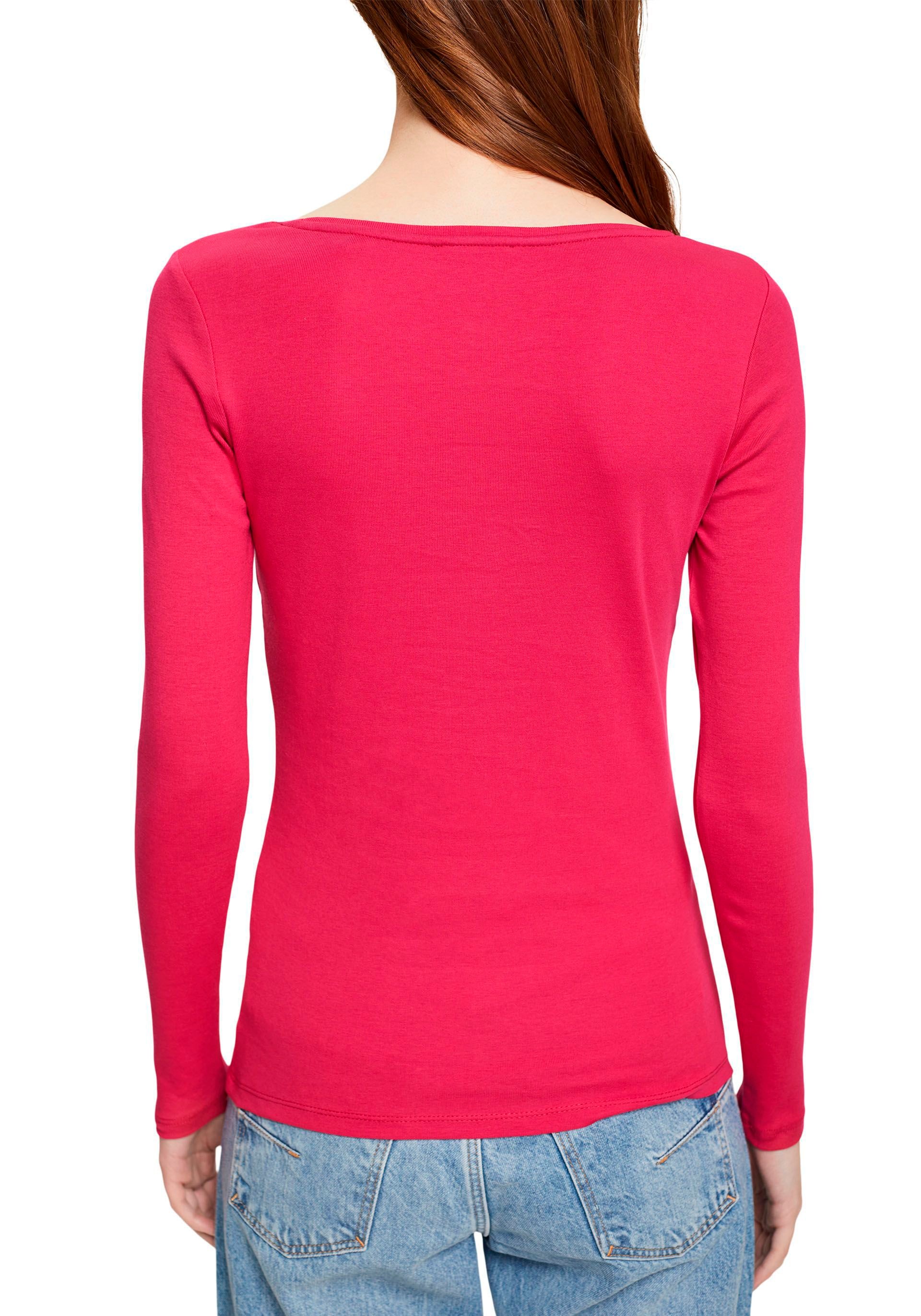 Esprit Langarmshirt, im Nacken mit Webband verstärkt