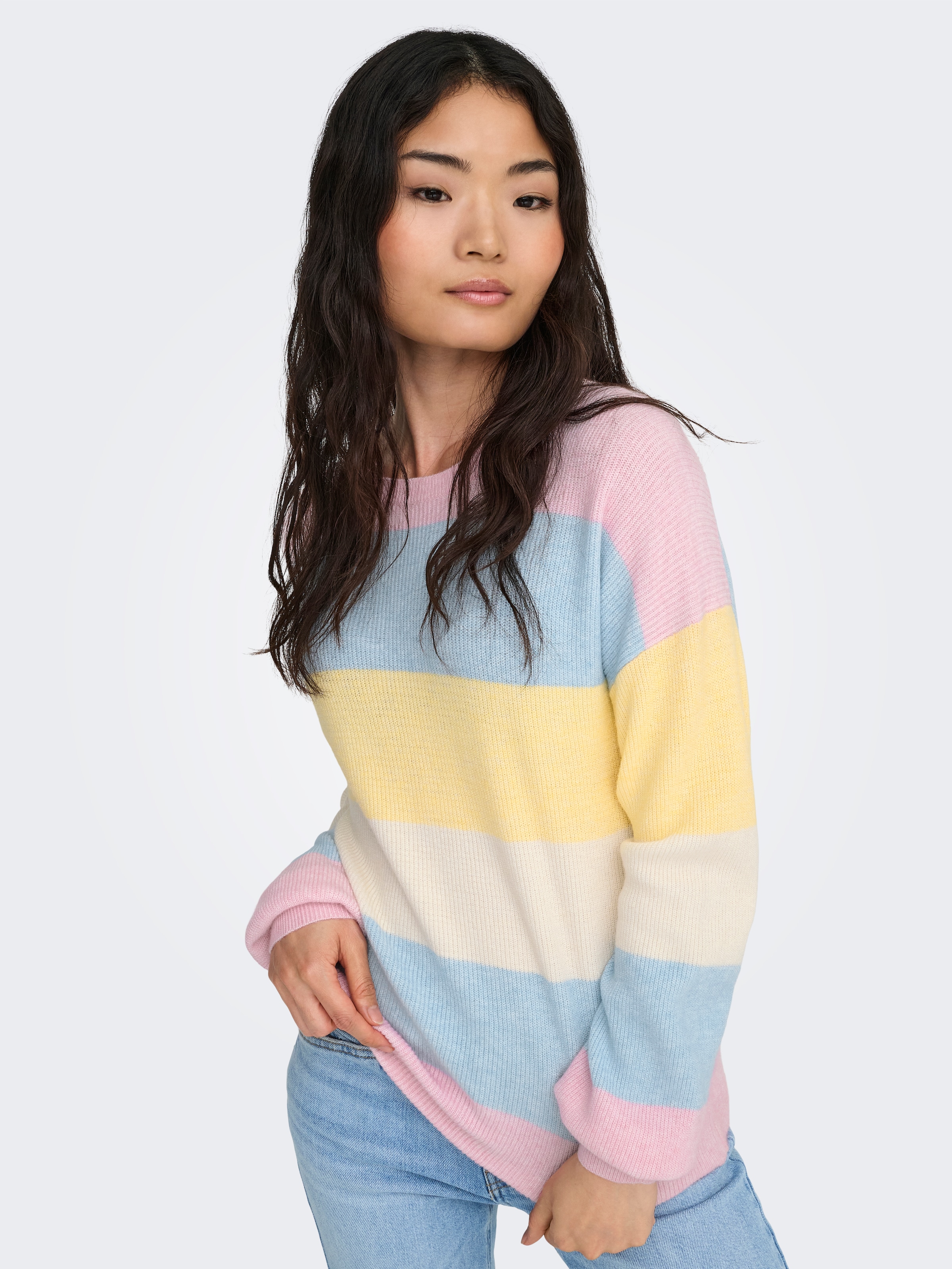 ONLY Strickpullover »ONLATIA L/S STRIPE PULLOVER KNT NOOS« Viskosemischung, regular fit