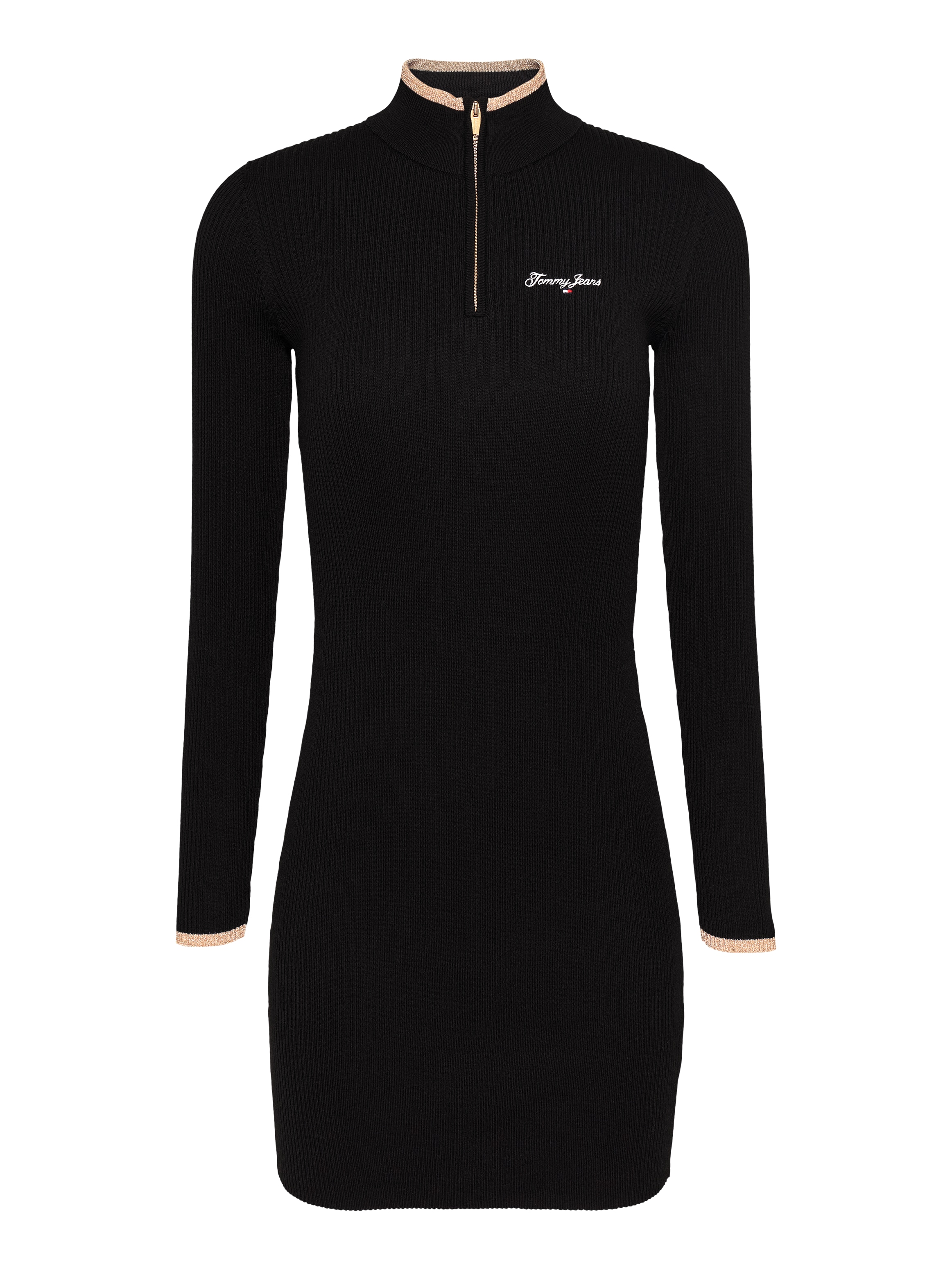 Tommy Jeans Strickkleid »TJW METALLIC TIP ZIP SWTR DRESS«, mit Glitzer, Zipper