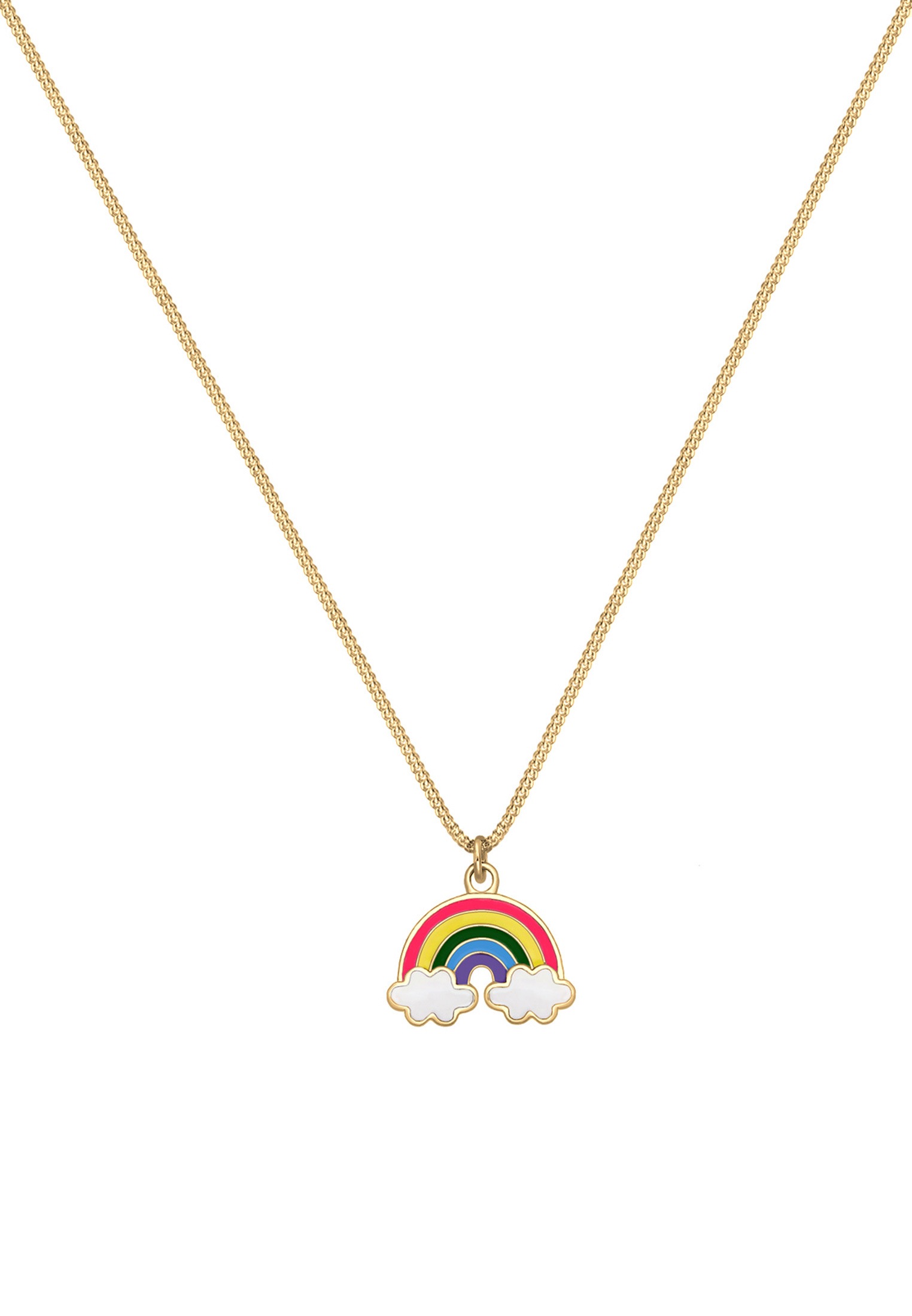 Elli Silberkette »Halskette Kinder Regenbogen Wolke Emaille Happy 925 Silber«