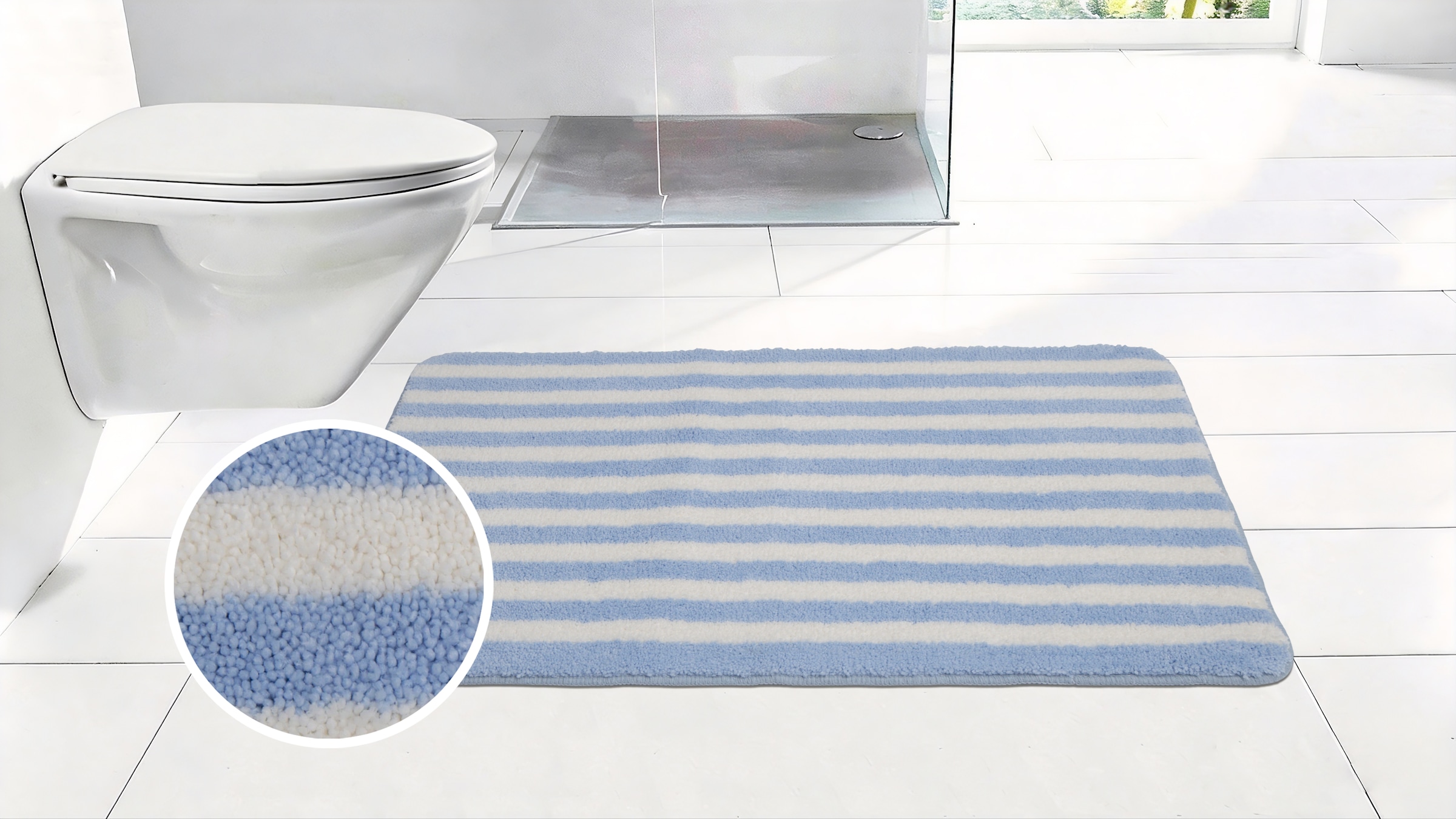 OTTO home Badematte »Streifen, Badvorleger, Badezimmer Teppich« Höhe 12 mm rutschhemmend beschichtet fußbodenheizungsgeeignet | schnell trocknend Scandi, modern, gestreift, Badteppich, Badematten