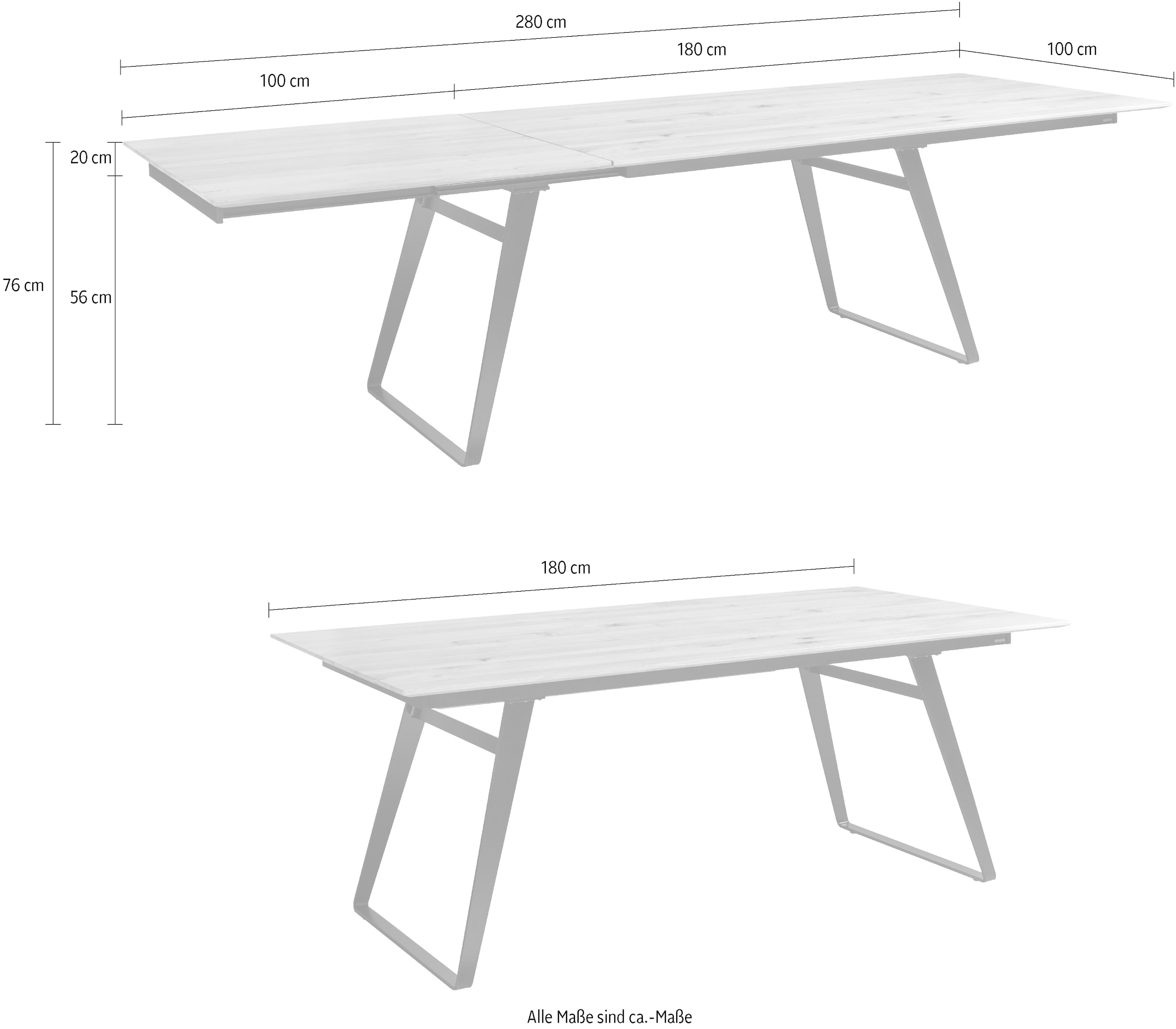 Musterring Esstisch »Tavia« Bügelgestell in 3 Farben,  Platte Charakter-Eiche geölt, ausziehbar