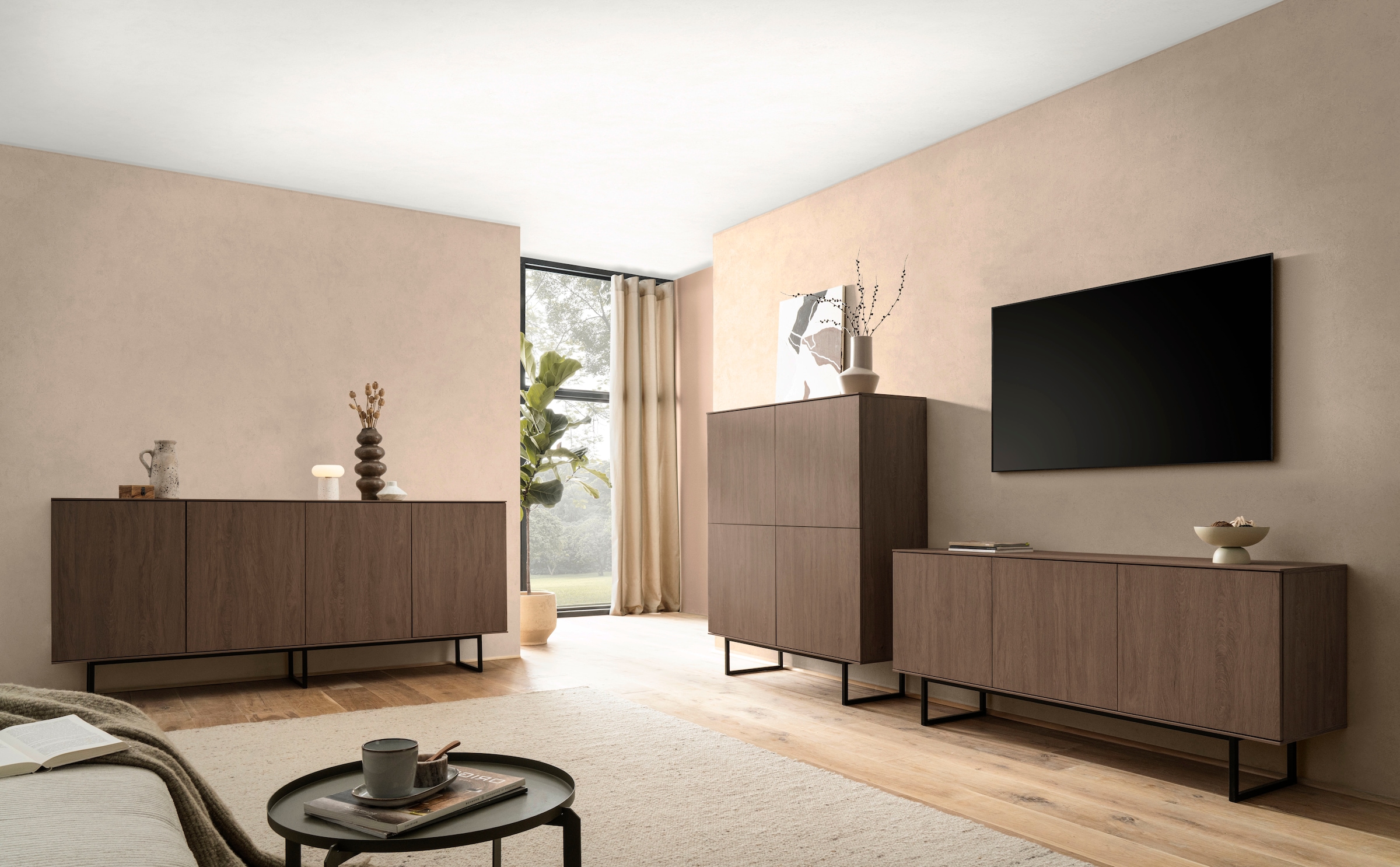 Home affaire Sideboard »Lund, moderner Schrank, Kommode mit Kufengestell« optisch dünner Oberboden, hochwertige Optik, ausreichend Stauraum