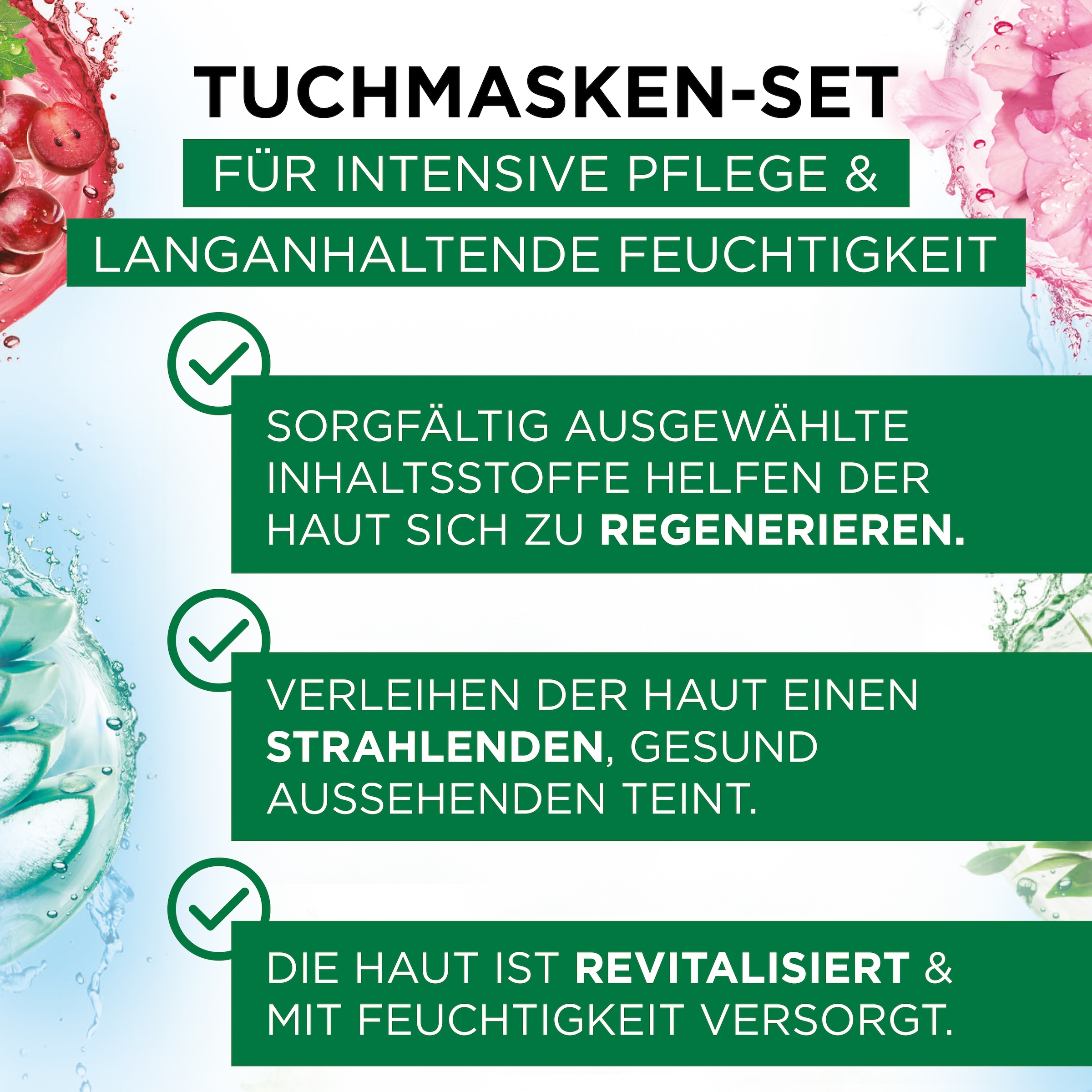 GARNIER Tuchmaske »Garnier SkinActive Tuchmasken-Set« mit sieben regenerierenden Masken, für Gesicht und alle Hauttypen