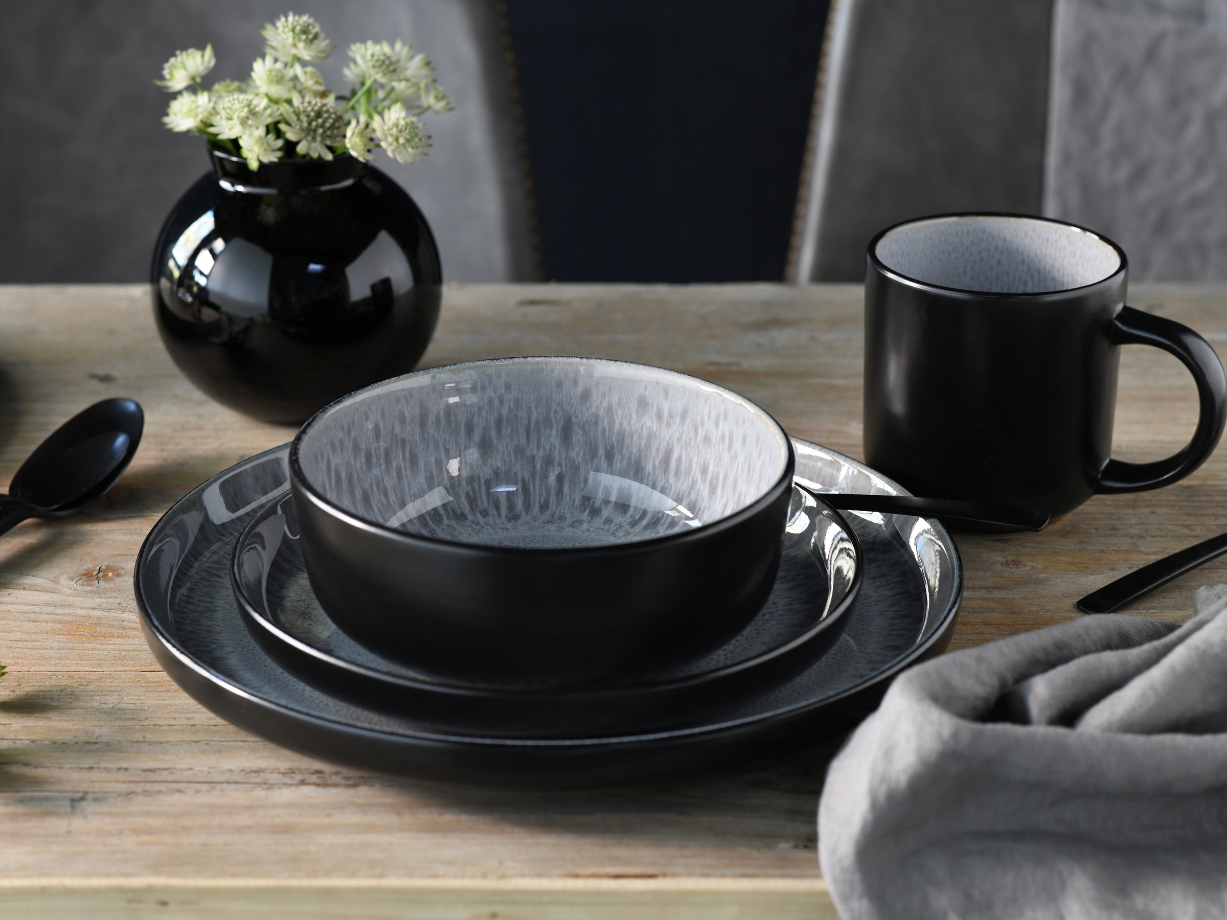CreaTable Kombiservice »Nordic Fjord, Kombiservice 16-tlg« Reaktivglasur, Scandi-Style