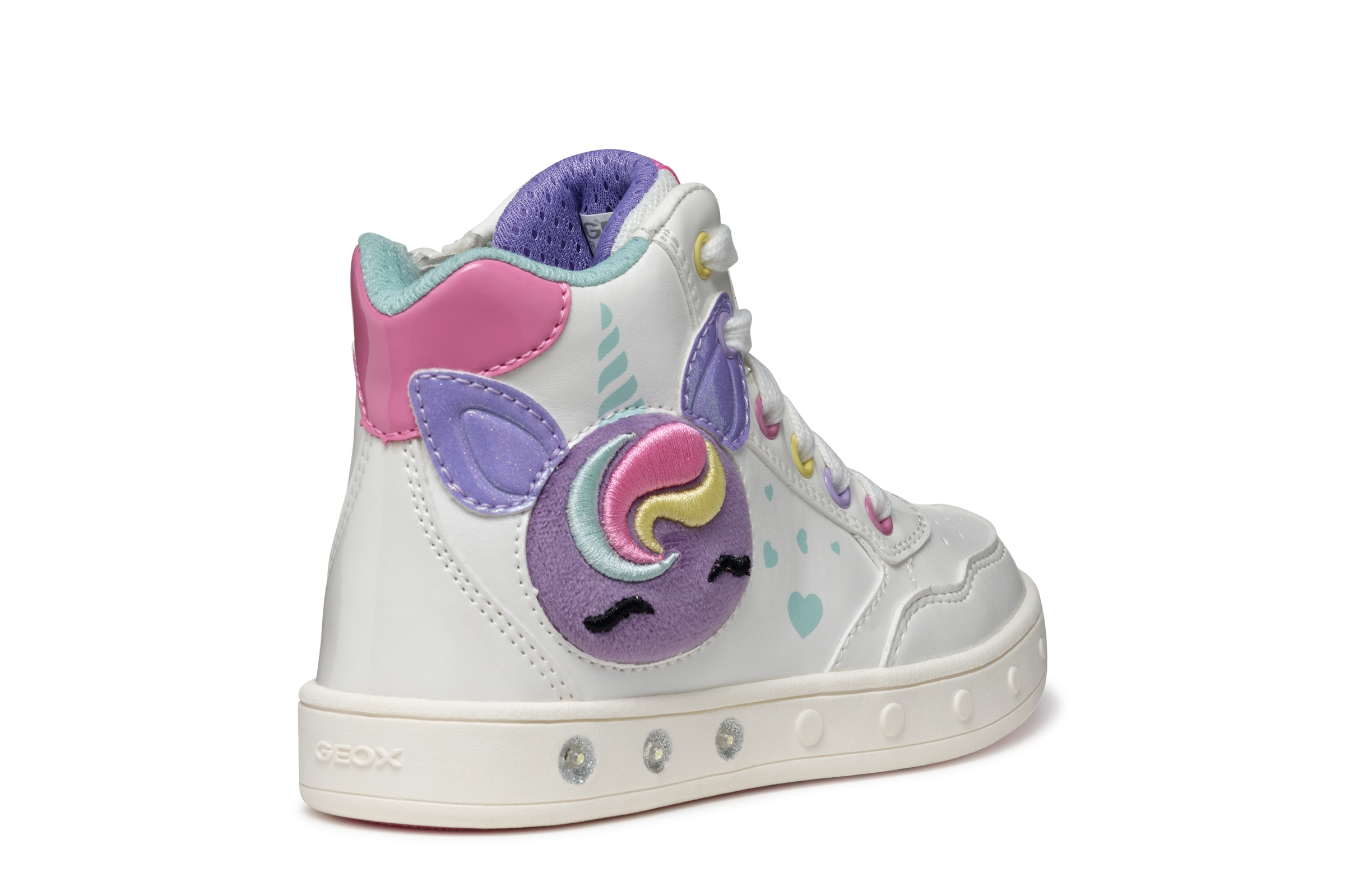 Geox Sneaker »J SKYLIN GIRL Blinkschuh«  Schnürboots, Blinkschuh mit Glitzer und Blinkfunktion