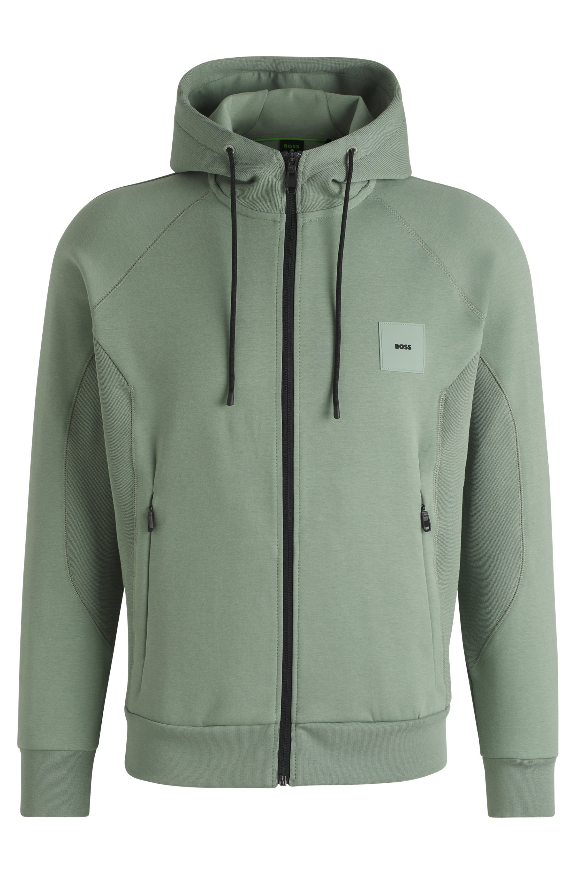 BOSS GREEN Sweatjacke »Saggy Rib«, mit tonigen Einsätzen