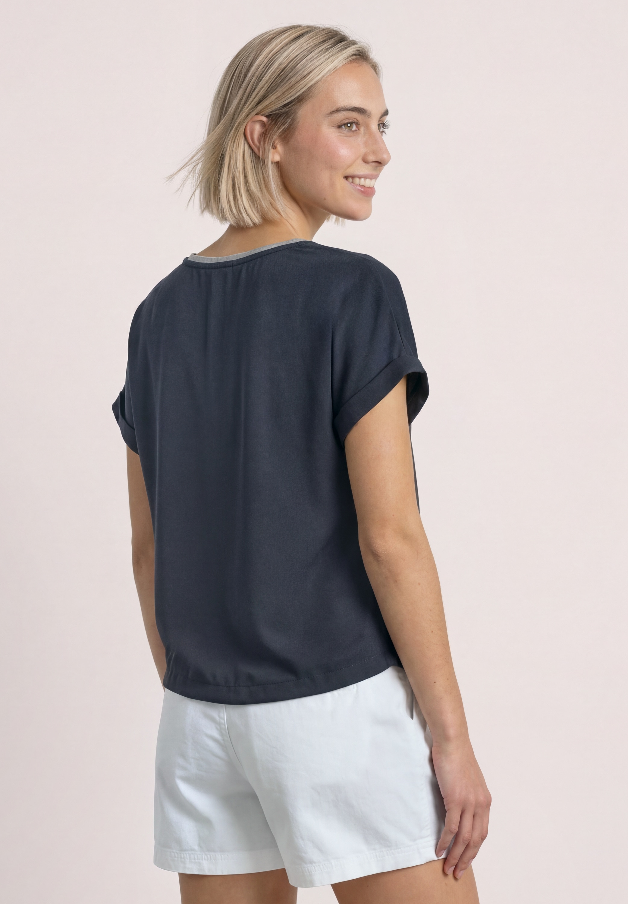 STREET ONE Shirttop 2-in-1 Sommershirt aus Chiffon mit Boat Neck
