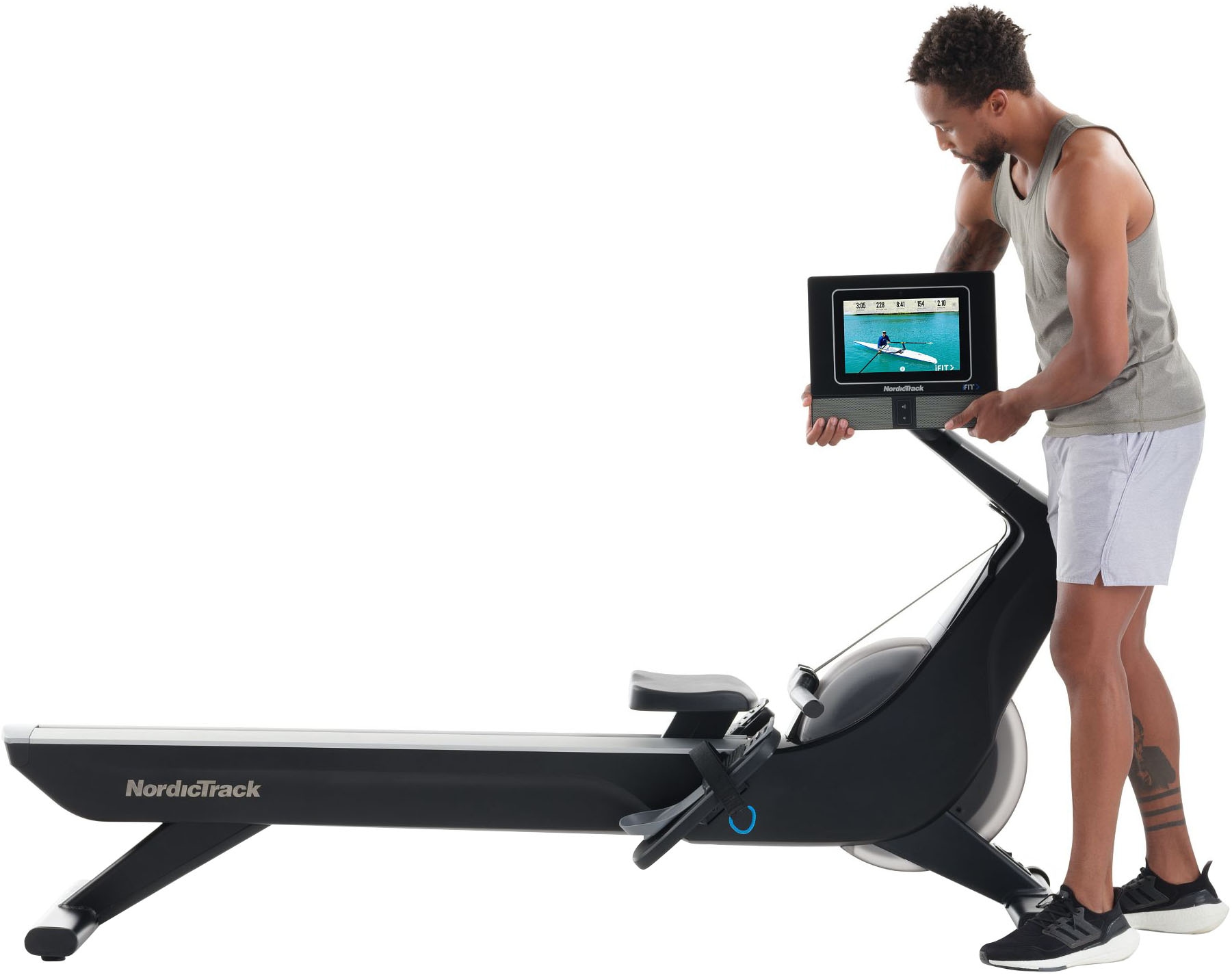 NordicTrack Rudergerät »NordicTrack RW700«, (iFIT-fähiger Rower mit schwenkbarem 10'' Touchscreen), Rudermaschine, 26 Widerstandsstufen, Magnetbremssystem