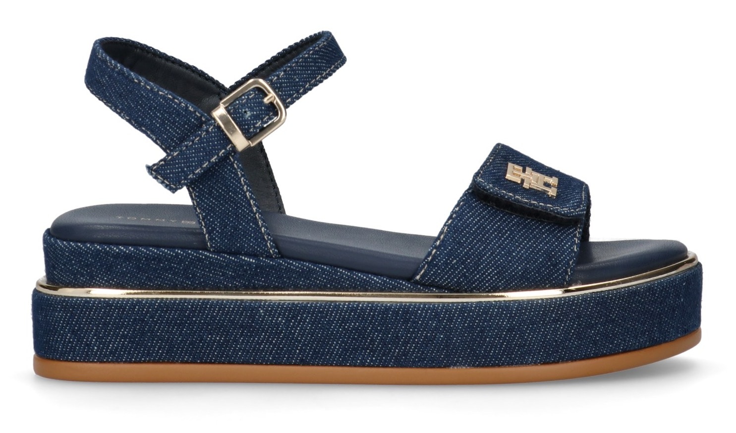Tommy Hilfiger Plateausandale, Sandalette, Slides, Jeans Schuh mit edler Paspellierung