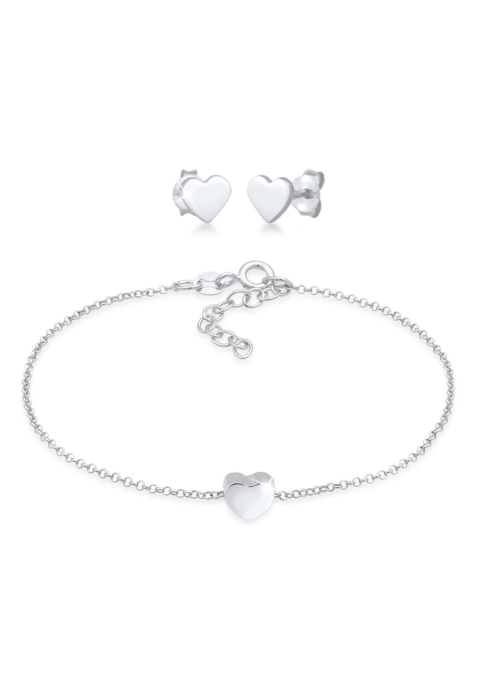 Elli Ohrring und Ketten Set »Schmuckset Herz Liebe Armband Ohrstecker Set 925 Silber«