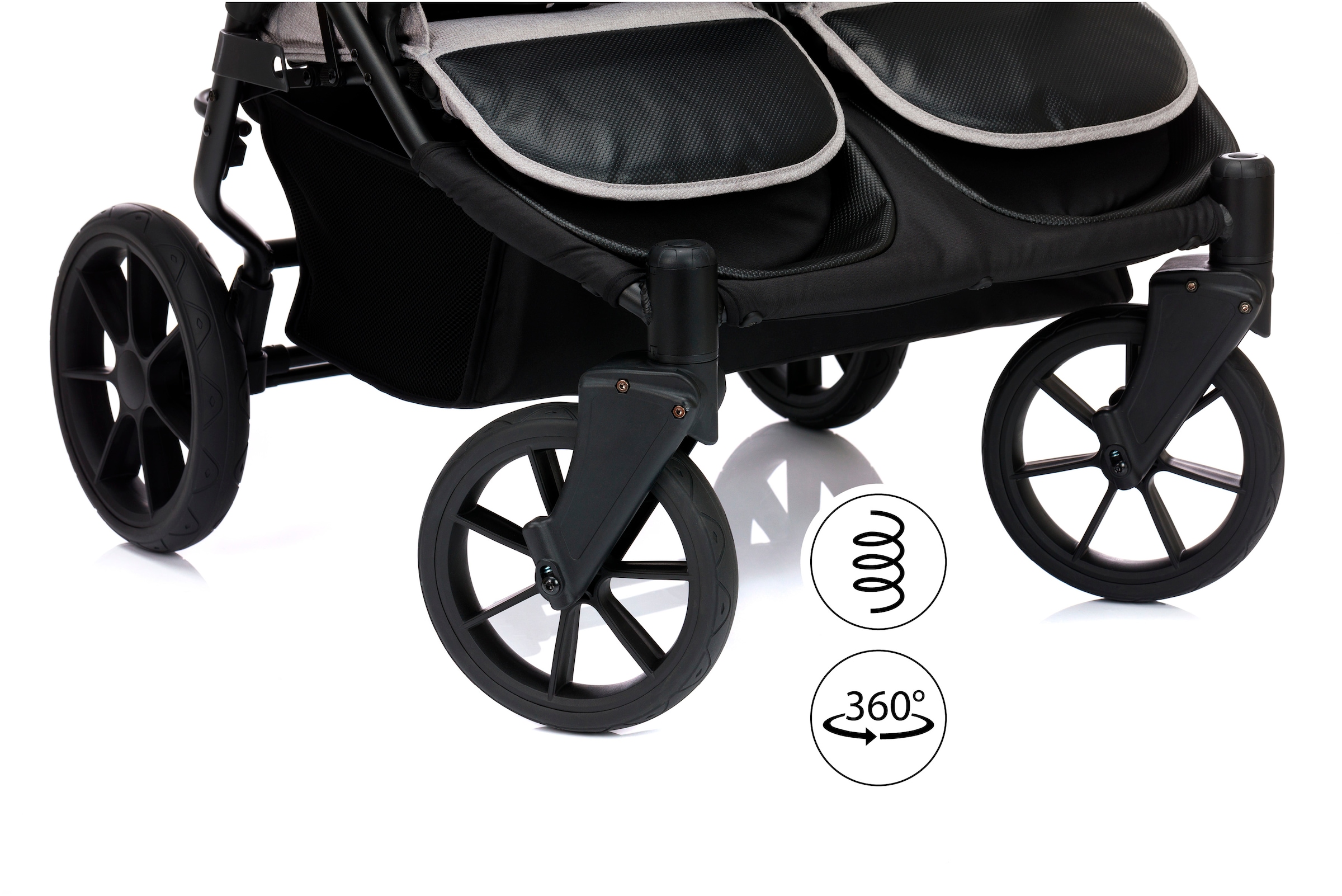 Fillikid Zwillingsbuggy »Duette, grau« 22 kg auch als Geschwisterwagen verwendbar; nur 75 cm breit