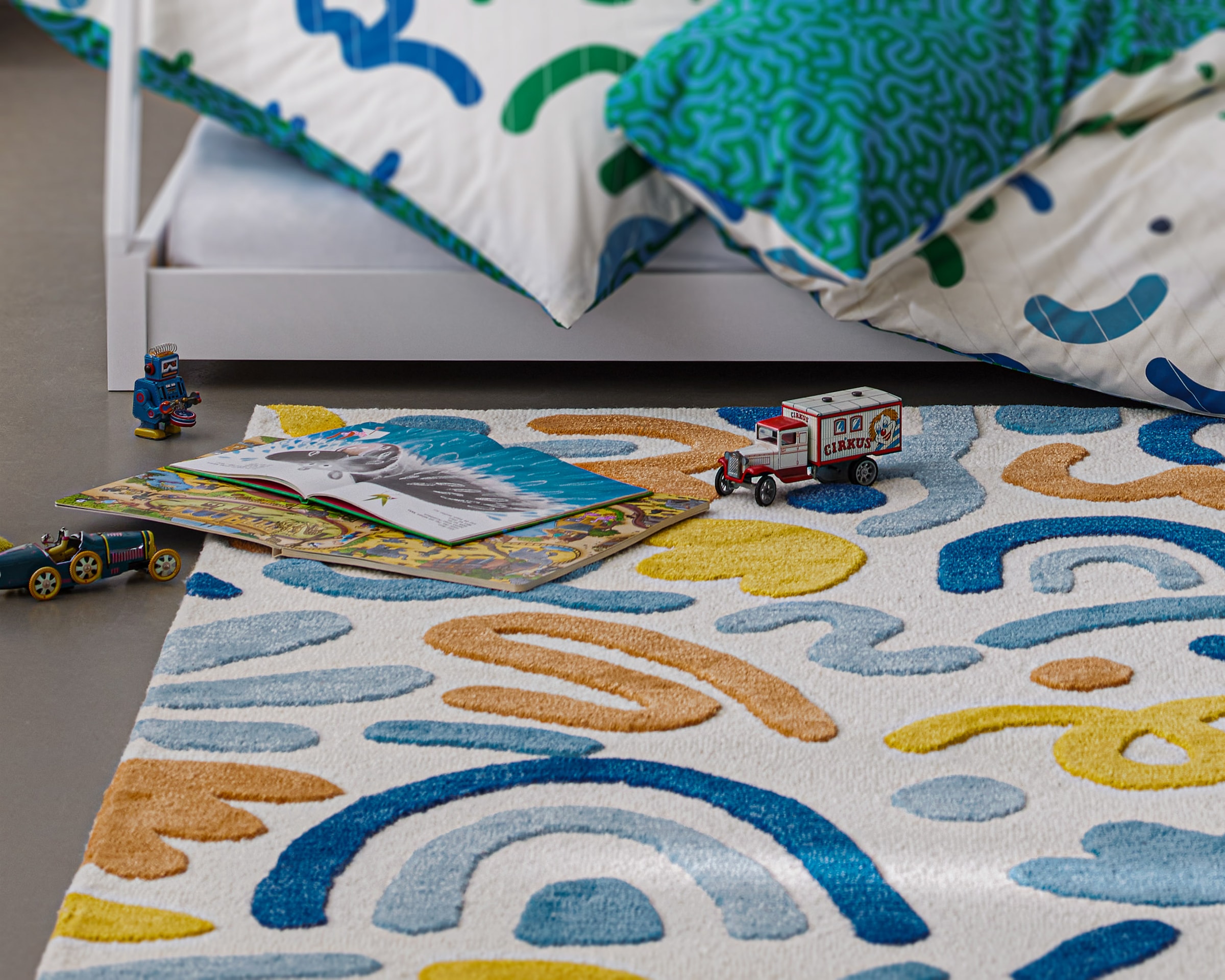 SMART KIDS Kinderteppich »Scribble« rechteckig 16 mm Höhe Kinderteppich, Hoch-Tief-Effekt, Schurwolle, handgetuftet, Spielzimmer