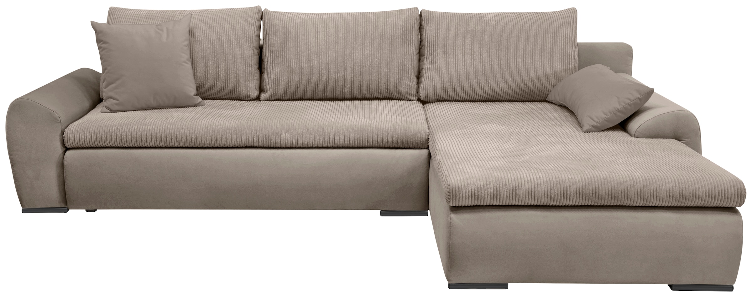 Home affaire Ecksofa »Win, L-Form, Breite 285cm«, optional mit Schlaffunktion und Bettkasten, taupe, Cord