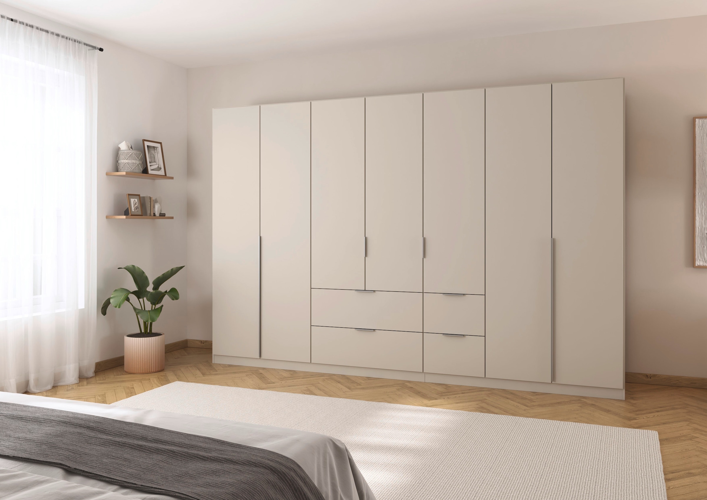 rauch Drehtürenschrank »Kleiderschrank Schrank Garderobe AGORDO mit Dekor- oder Hochglanzfront«, (in zwei Griff-Farben mit Dekor- oder Hochglanzfront), mit Außenschubkästen, in 6 Breiten und 2 Höhen MADE IN GERMANY
