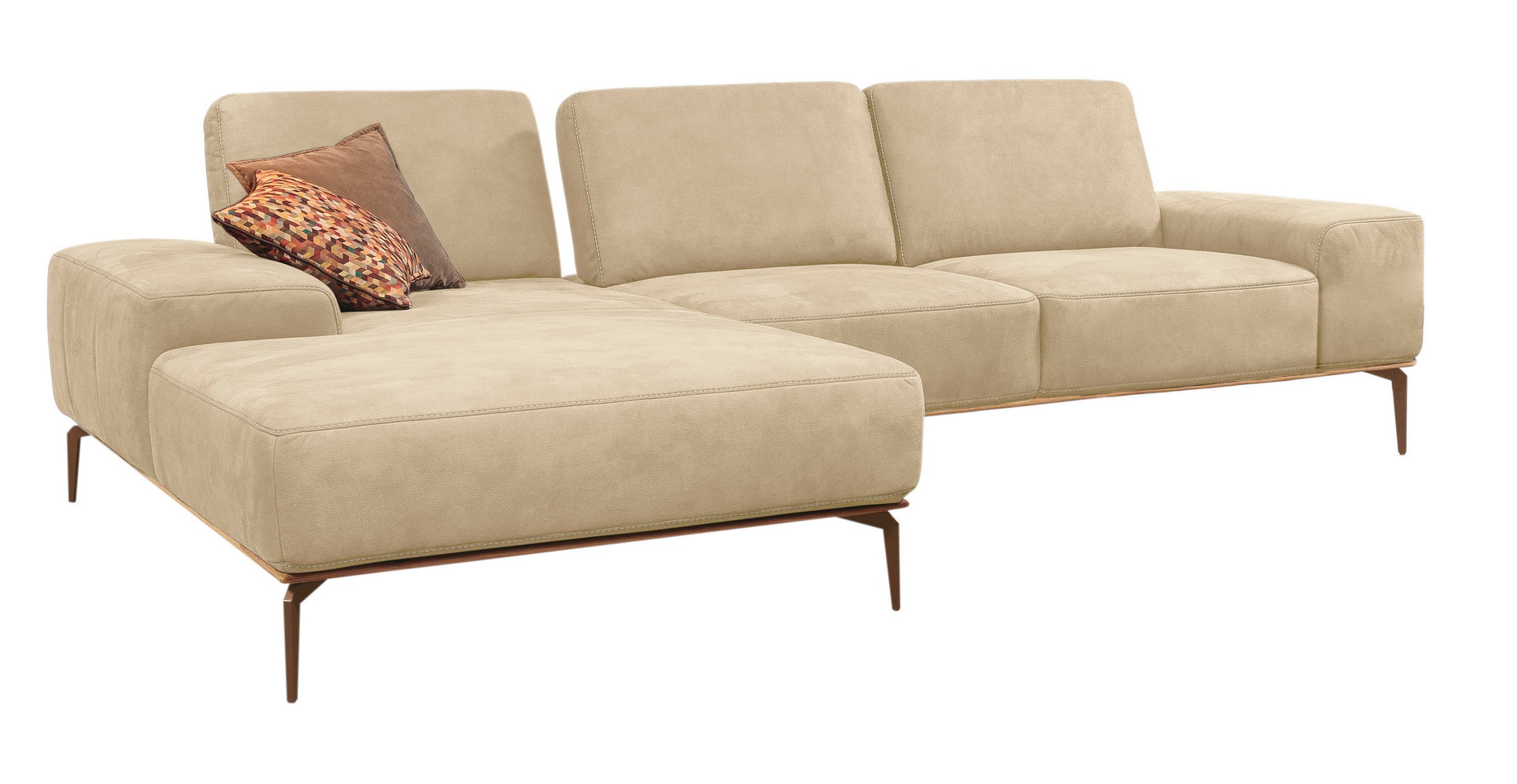 W.SCHILLIG Ecksofa »run, Designsofa mit tollem Sitzkomfort, bequem, L-Form«, mit Holzsockel, Füße in Bronze pulverbeschichtet, Breite 319 cm
