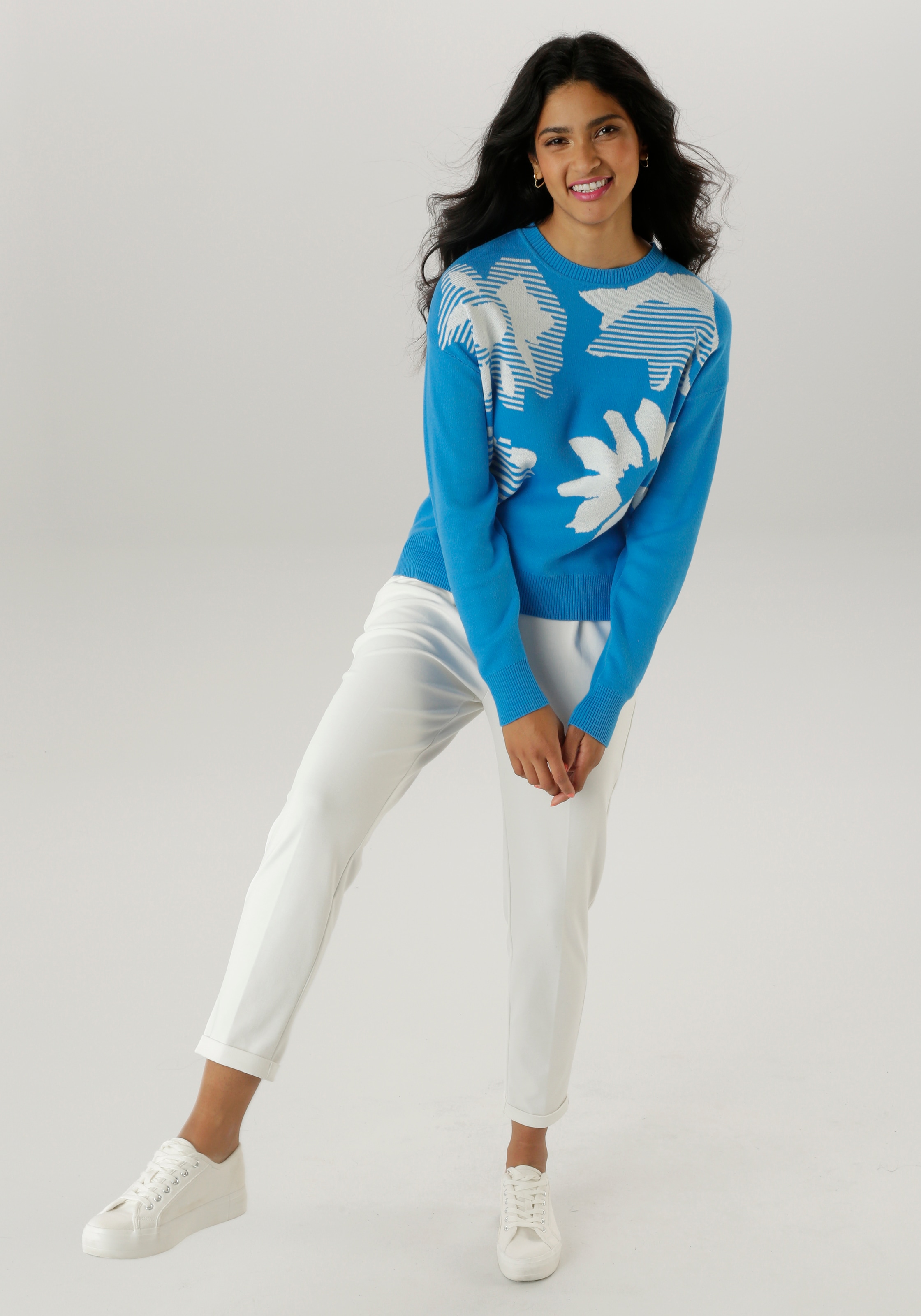 Aniston SELECTED Strickpullover, mit trendiger und großflächiger Jacquardmusterung
