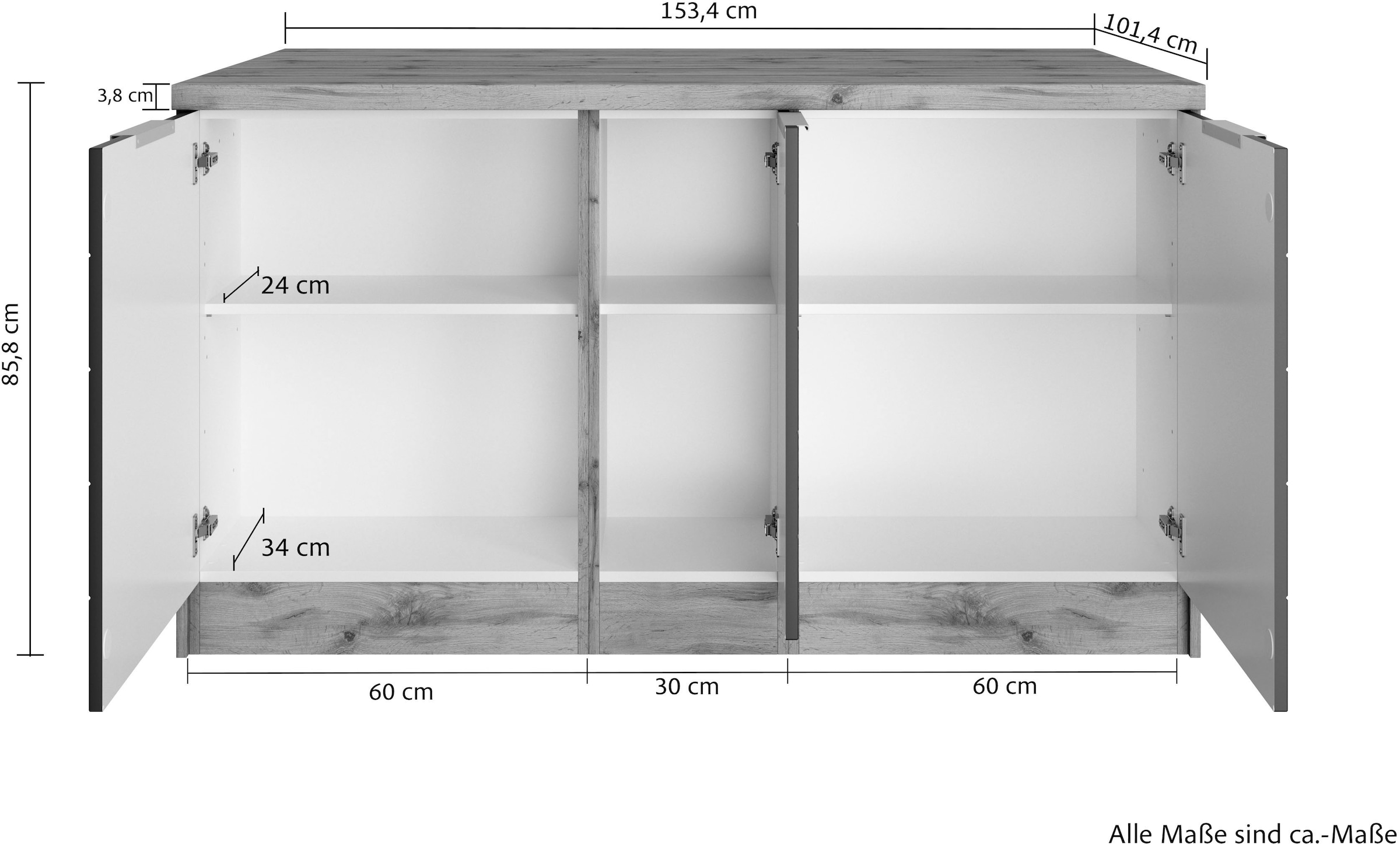 KOCHSTATION Kücheninsel »KS-Luhe, Breite 153 cm, mit Flaschenregal« MDF-Fronten, Arbeitsplatte 38mm stark