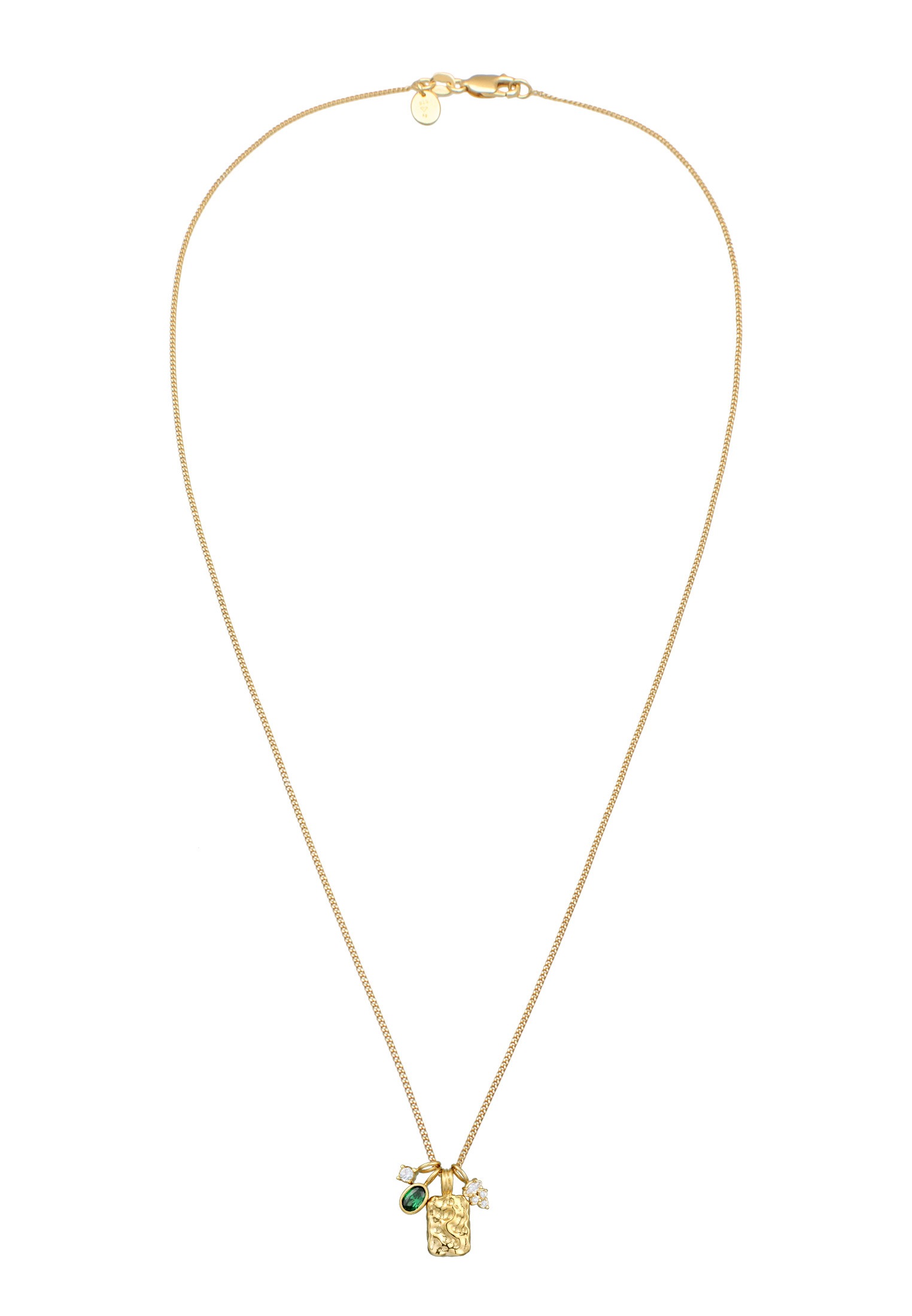 Elli Premium Kette mit Anhänger »Halskette Anhänger Organic Zirkonia Grün 925 Sterling Silber vergoldet«