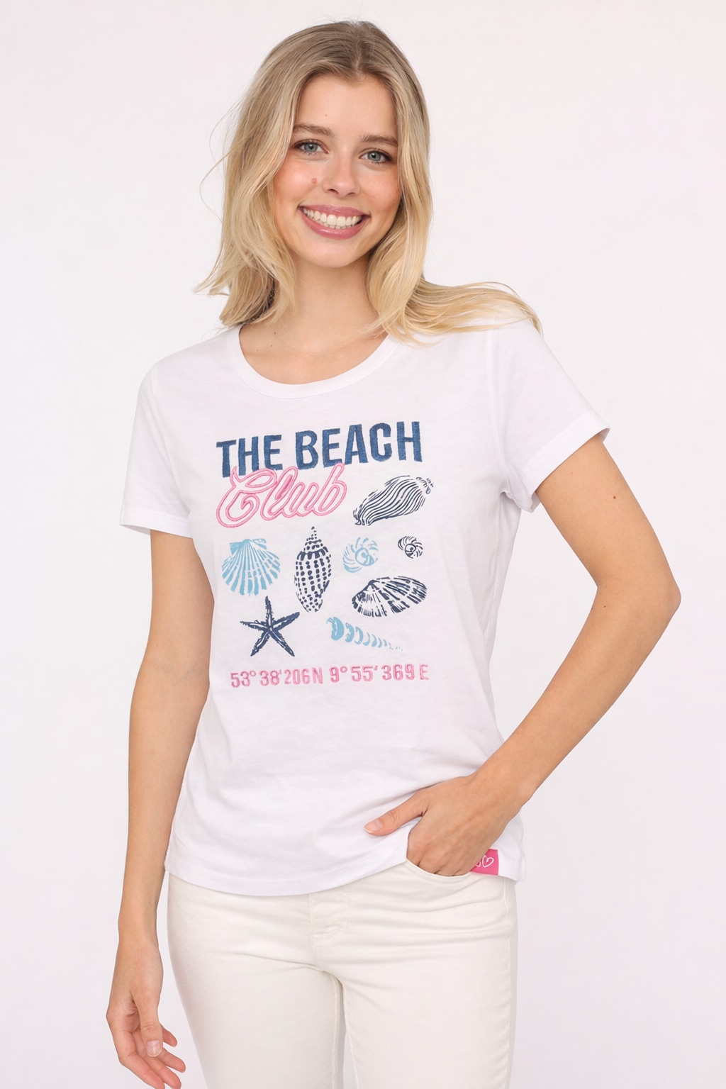 Zwillingsherz T-Shirt »"Beach"« Rundhals, großes maritimes Motiv mit Stickerei